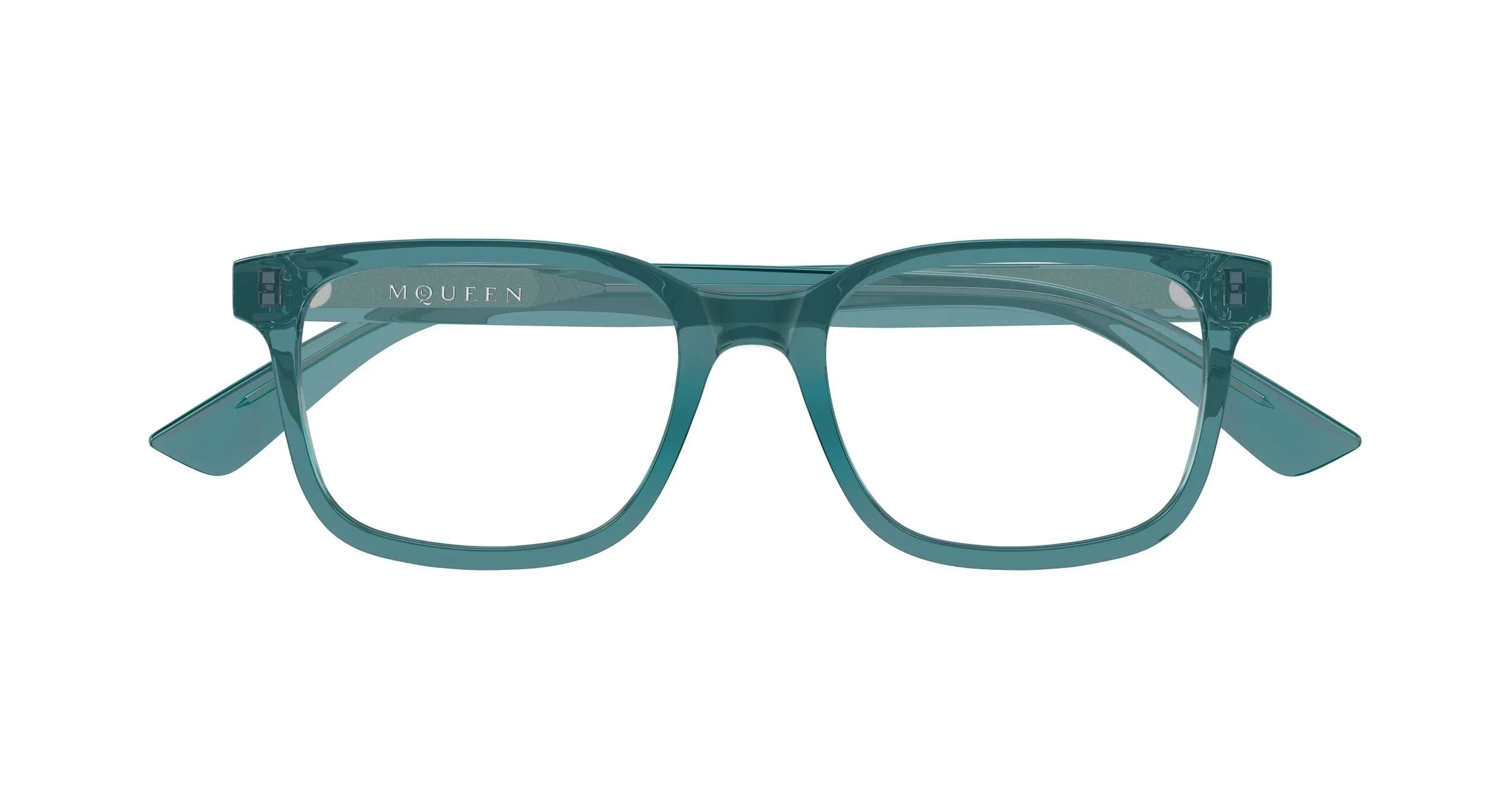 Alexander McQueen AM0541O 010 Montature da vista Acetato Blu Trasparente Squadrata - immagine 2