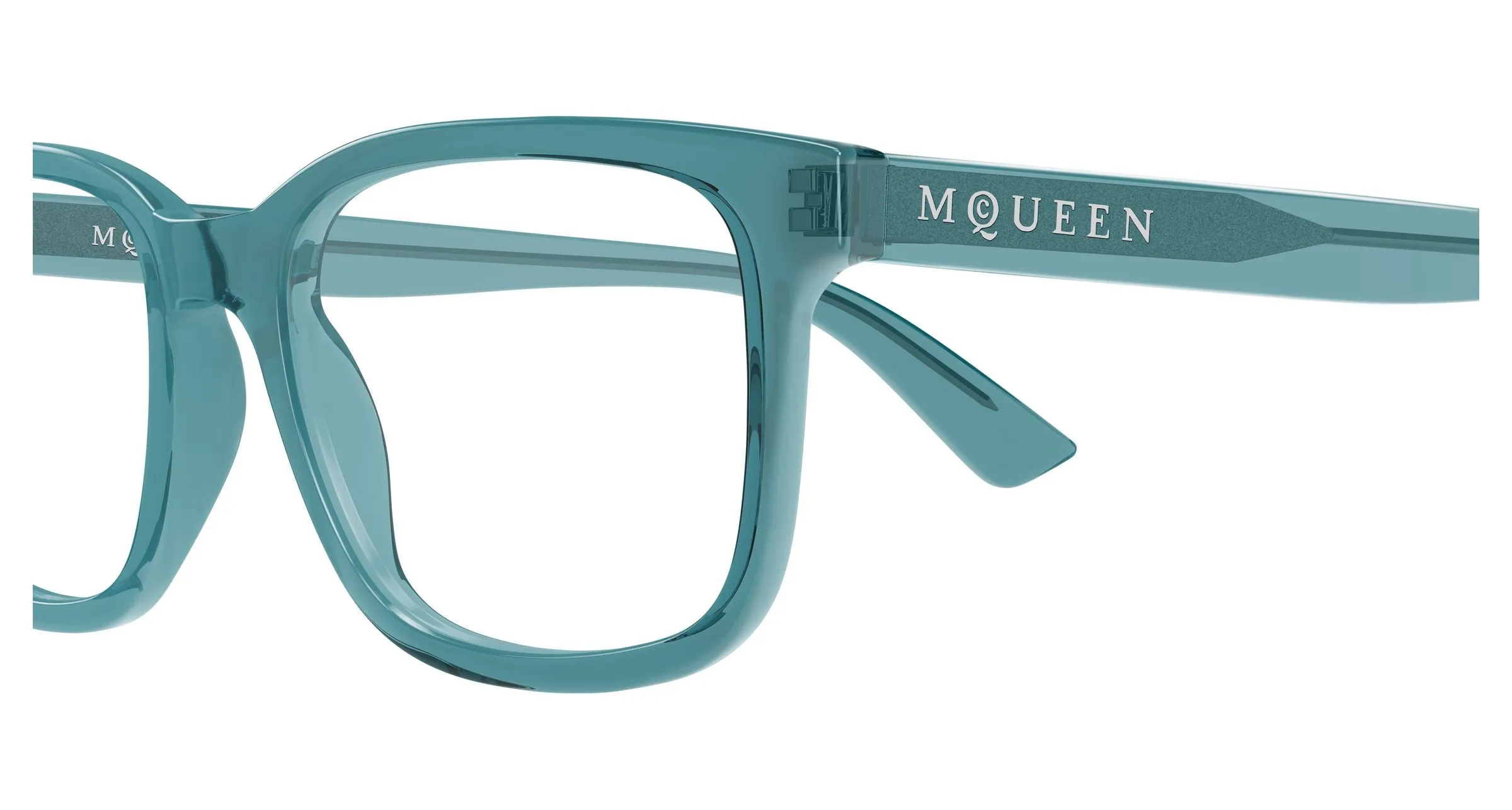 Alexander McQueen AM0541O 010 Montature da vista Acetato Blu Trasparente Squadrata - immagine 3