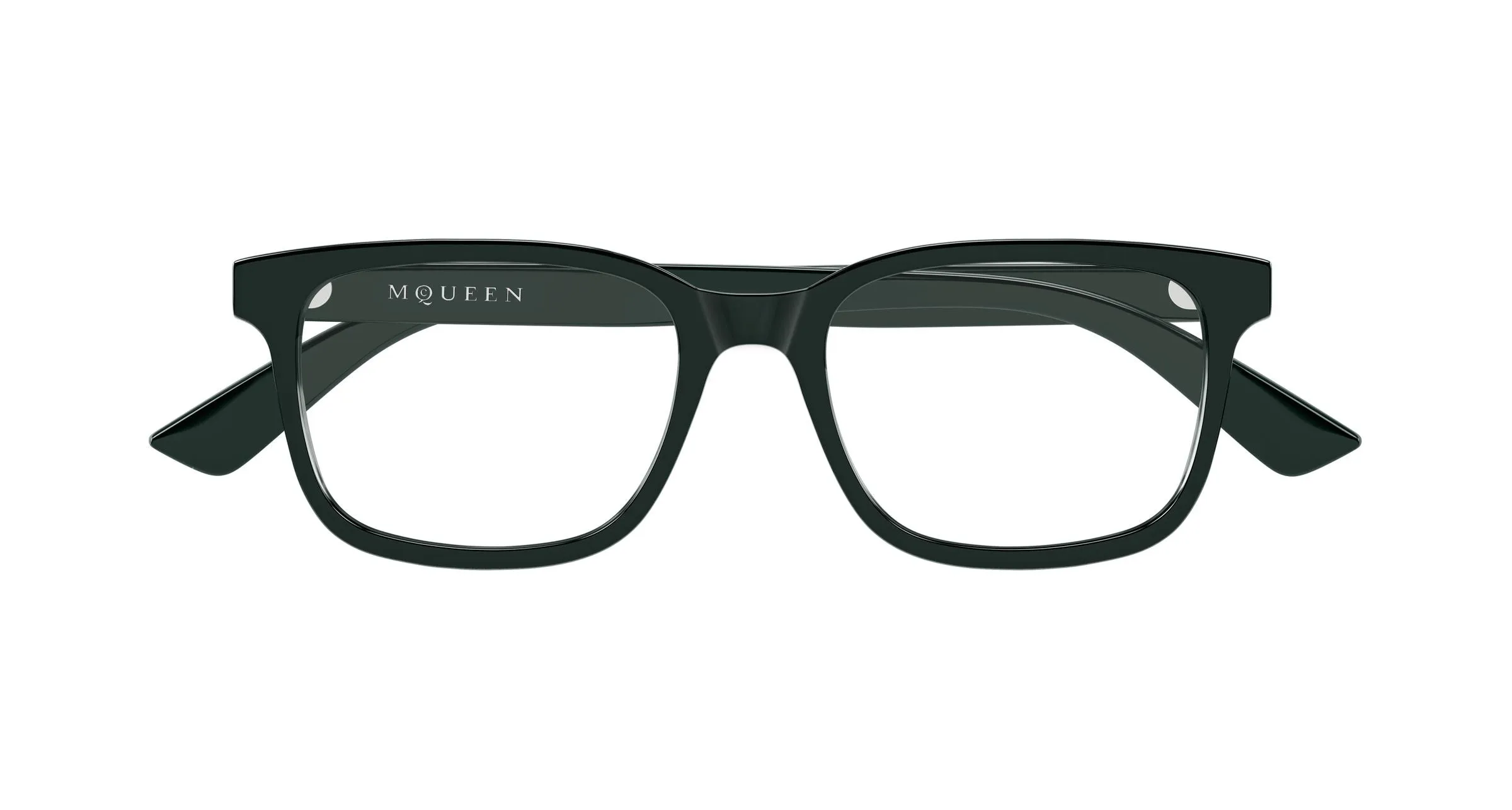 Alexander McQueen AM0541O 009 Montature da vista Acetato Verde Trasparente Squadrata - immagine 2
