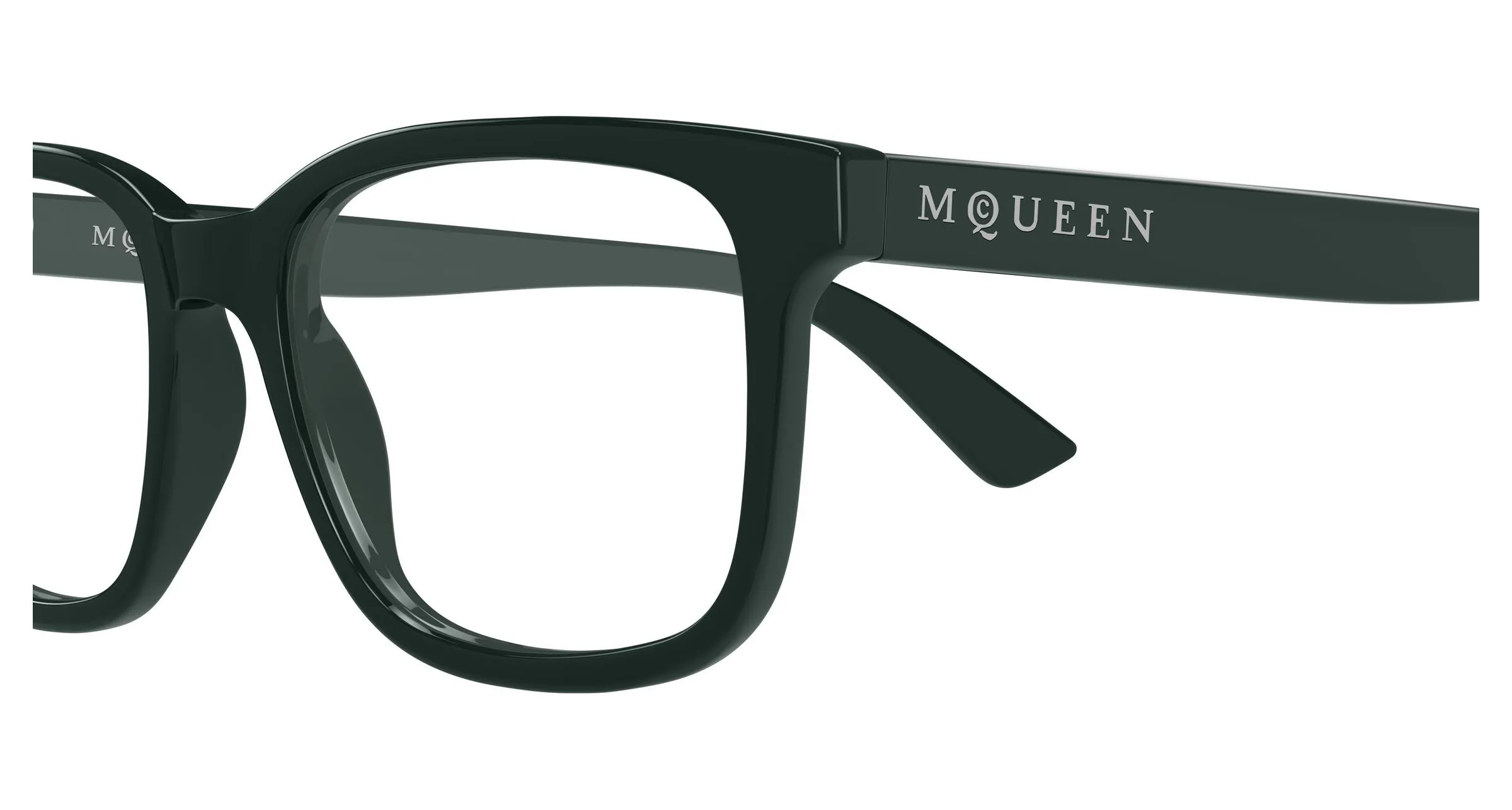 Alexander McQueen AM0541O 009 Montature da vista Acetato Verde Trasparente Squadrata - immagine 3