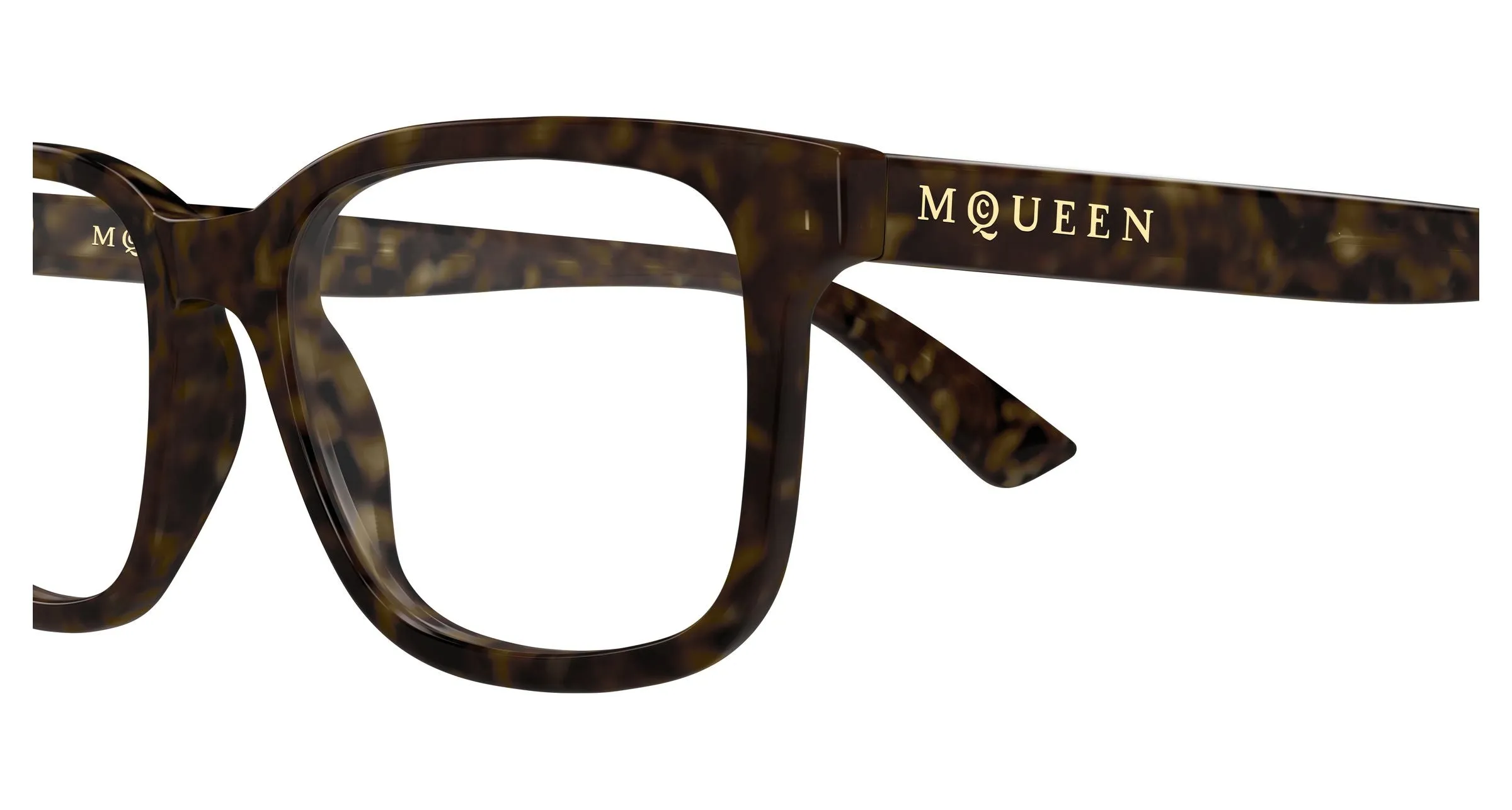 Alexander McQueen AM0541O 008 Montature da vista Acetato Havana Trasparente Squadrata - immagine 3