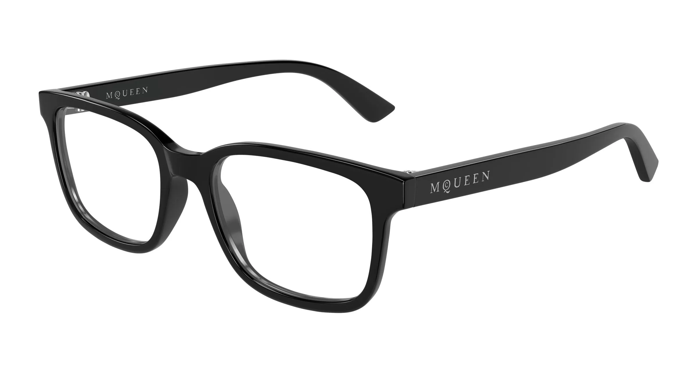 Alexander McQueen AM0541O 007 Montature da vista Acetato Nero Trasparente Squadrata - immagine 1