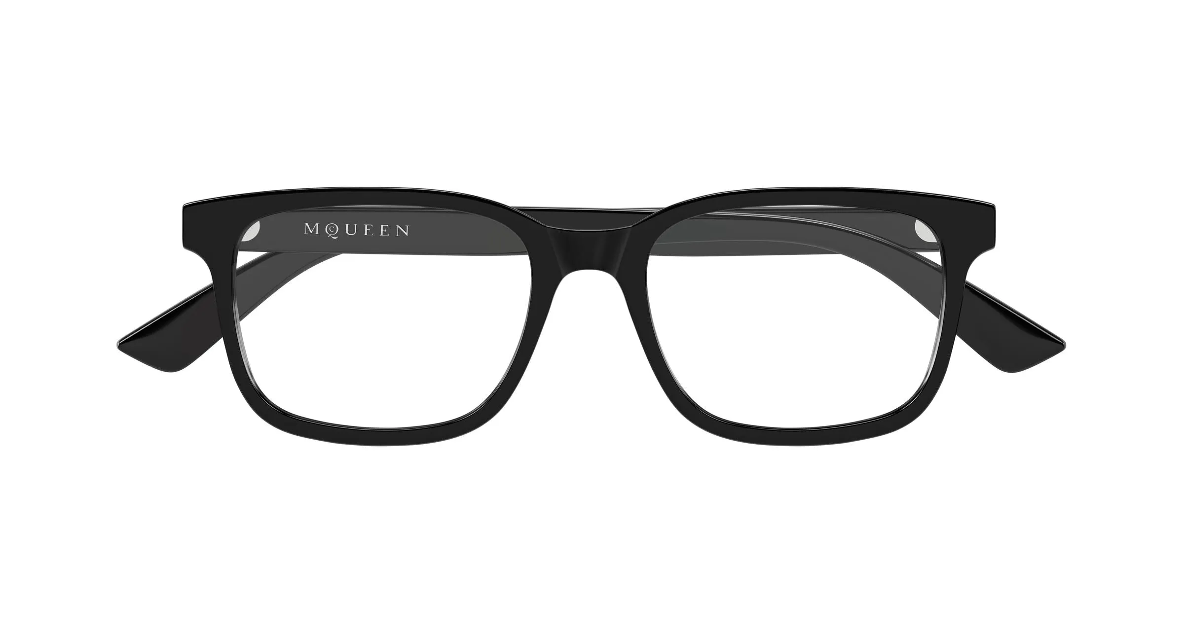 Alexander McQueen AM0541O 007 Montature da vista Acetato Nero Trasparente Squadrata - immagine 2