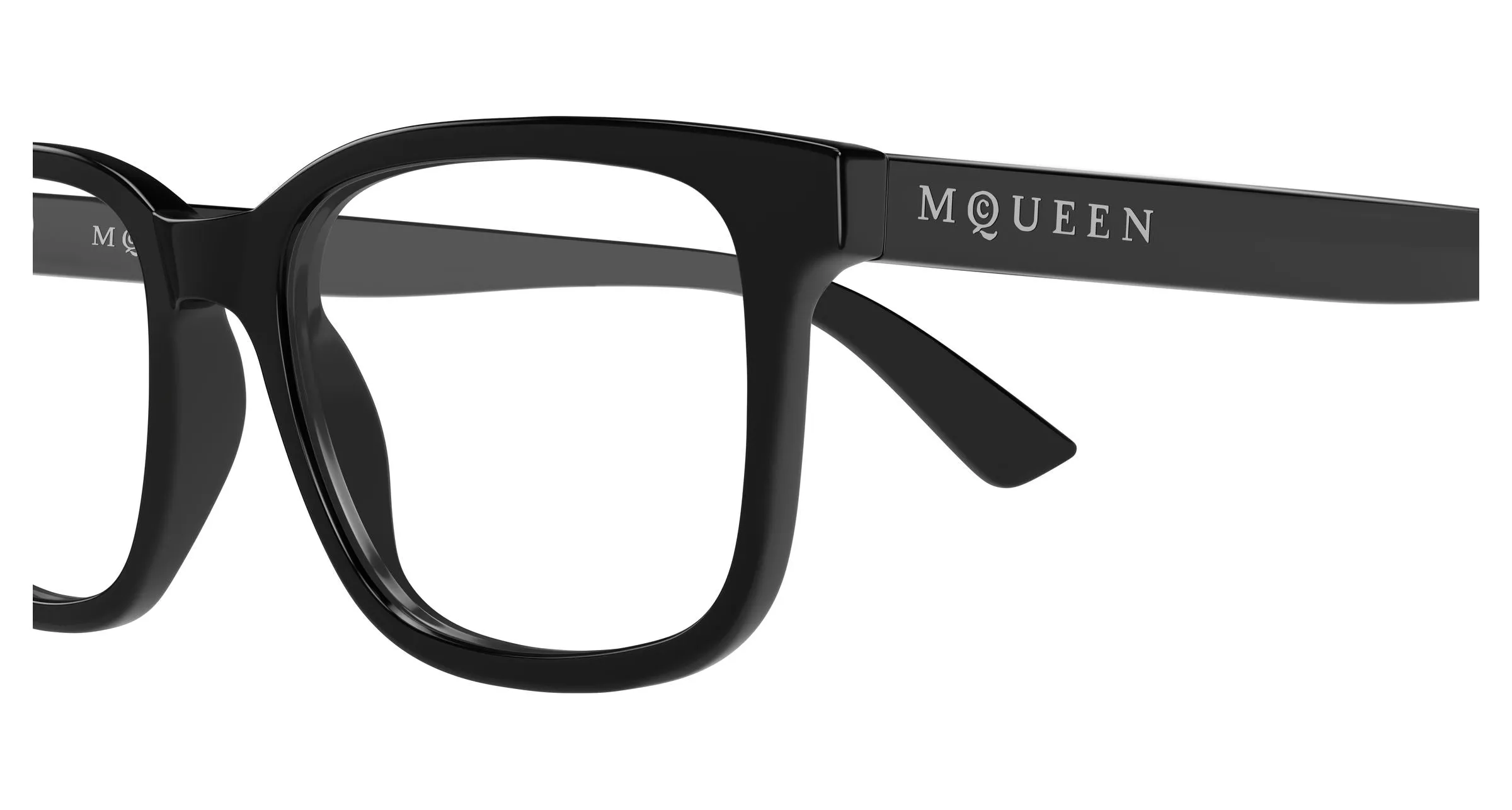 Alexander McQueen AM0541O 007 Montature da vista Acetato Nero Trasparente Squadrata - immagine 3