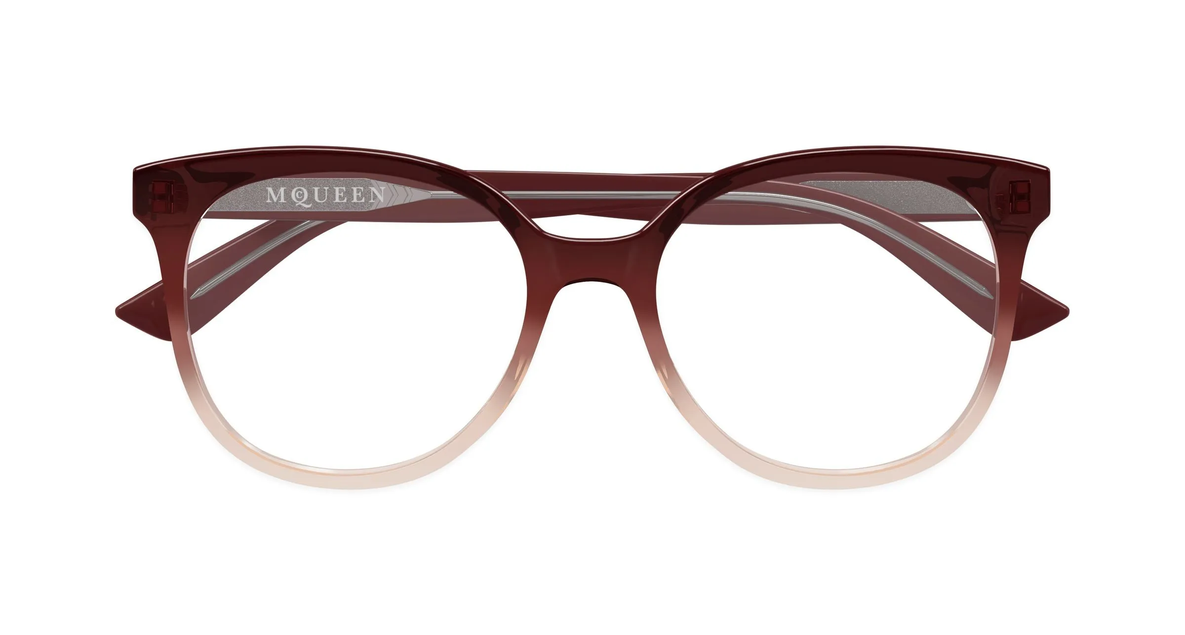 Alexander McQueen AM0540O 006 Montature da vista Acetato Rosso Trasparente Cat Eye - immagine 2