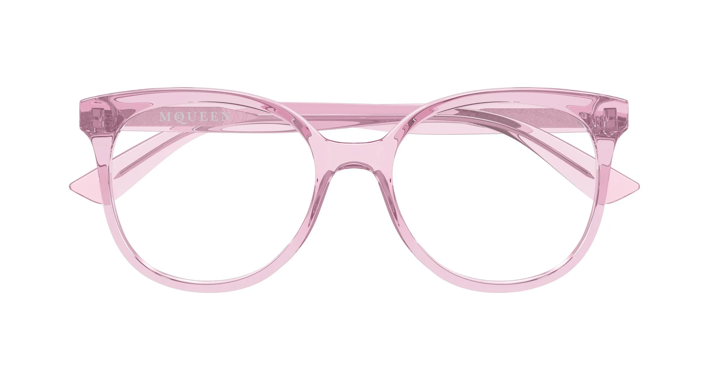 Alexander McQueen AM0540O 005 Montature da vista Acetato Rosa Trasparente Cat Eye - immagine 2