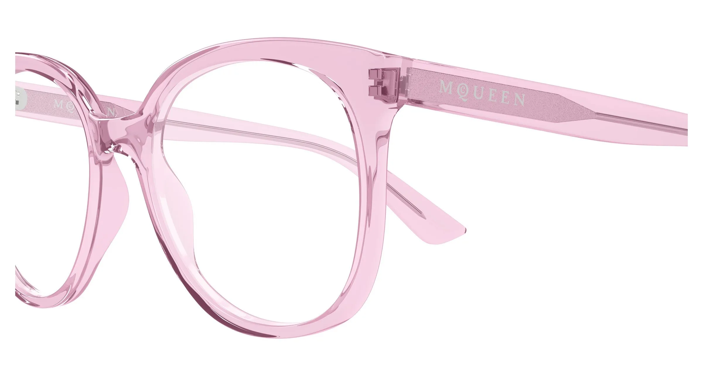 Alexander McQueen AM0540O 005 Montature da vista Acetato Rosa Trasparente Cat Eye - immagine 3