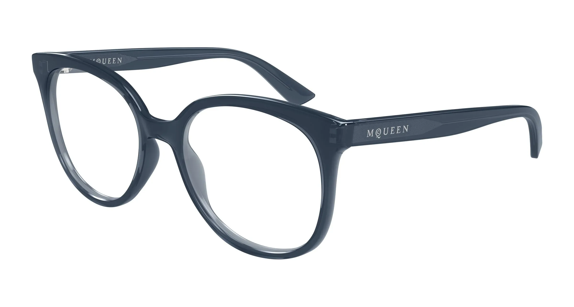 Alexander McQueen AM0540O 003 Montature da vista Acetato Grigio Trasparente Cat Eye - immagine 1