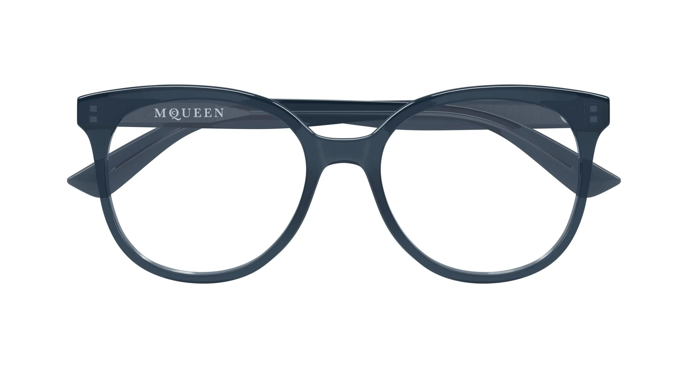 Alexander McQueen AM0540O 003 Montature da vista Acetato Grigio Trasparente Cat Eye - immagine 2