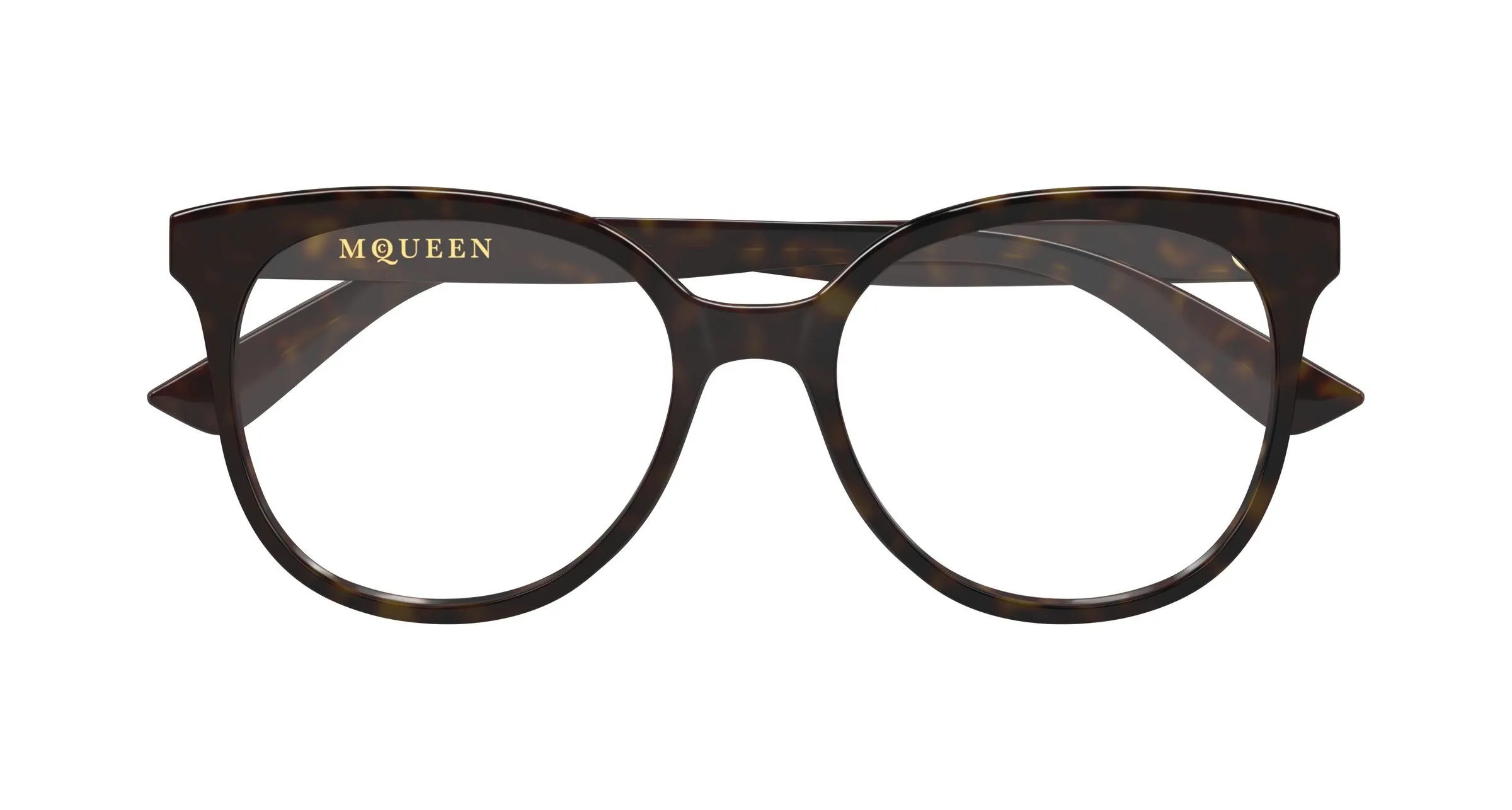 Alexander McQueen AM0540O 002 Montature da vista Acetato Havana Trasparente Cat Eye - immagine 2