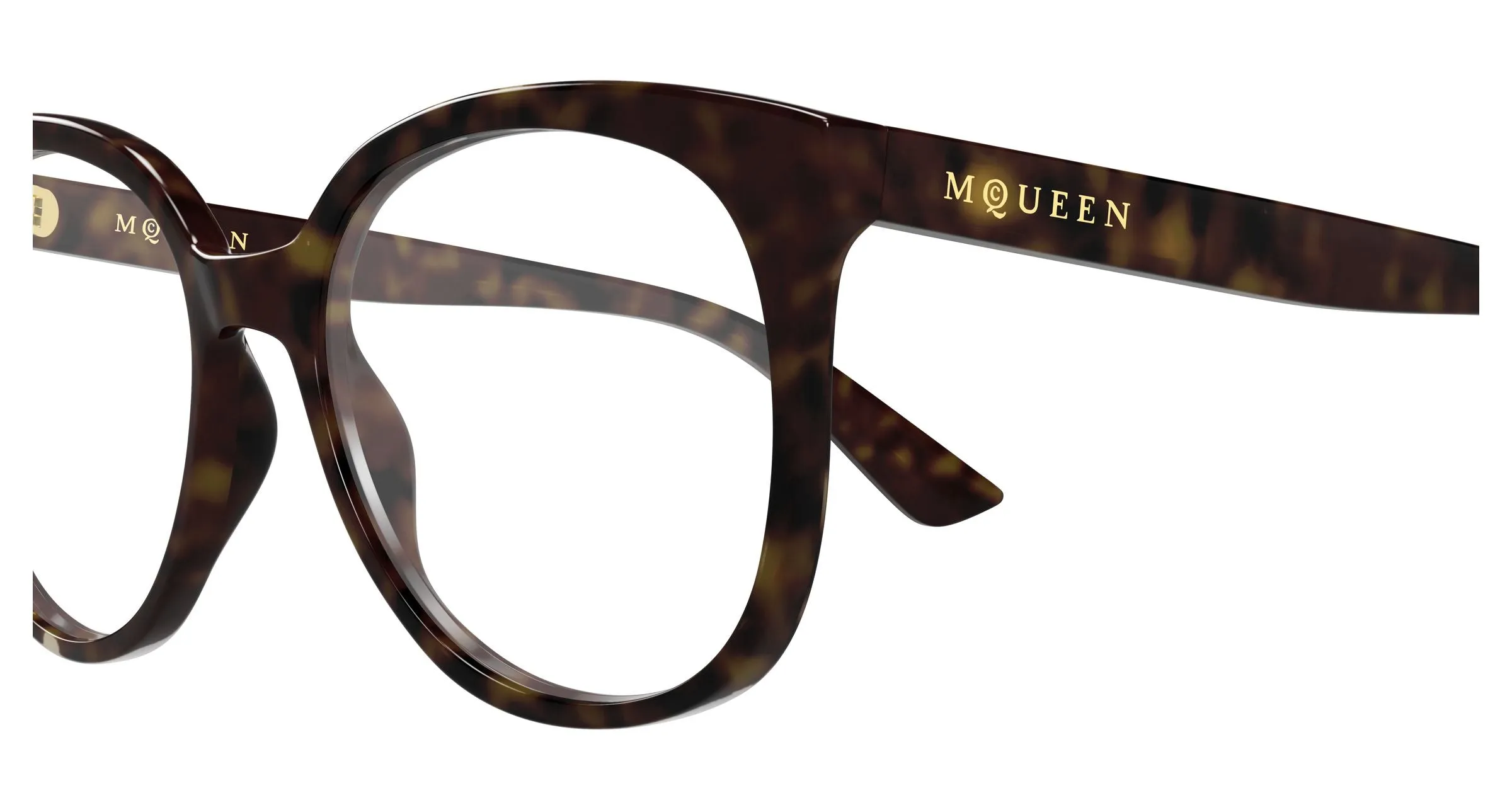 Alexander McQueen AM0540O 002 Montature da vista Acetato Havana Trasparente Cat Eye - immagine 3