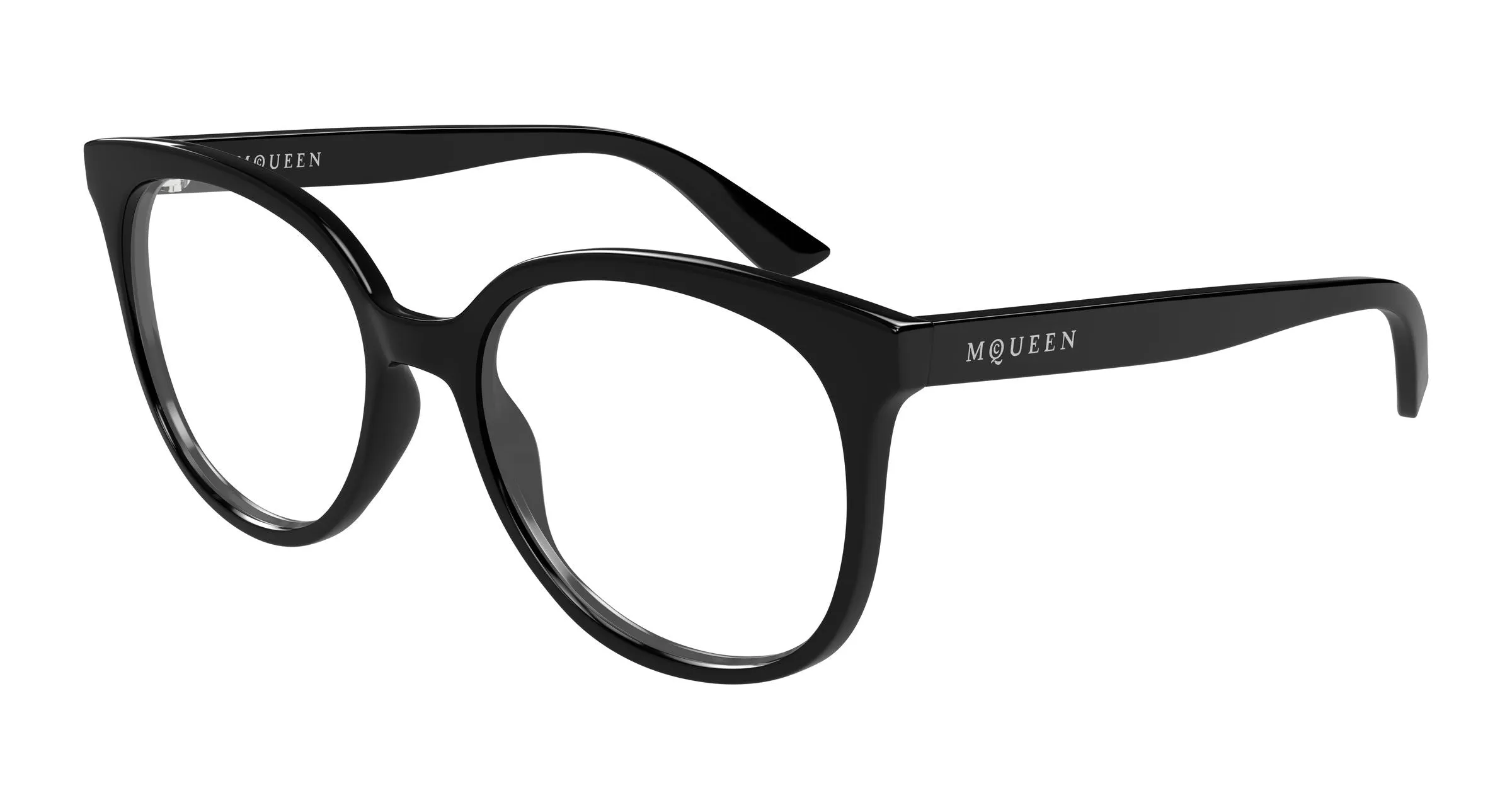 Alexander McQueen AM0540O 001 Montature da vista Acetato Nero Trasparente Cat Eye - immagine 1