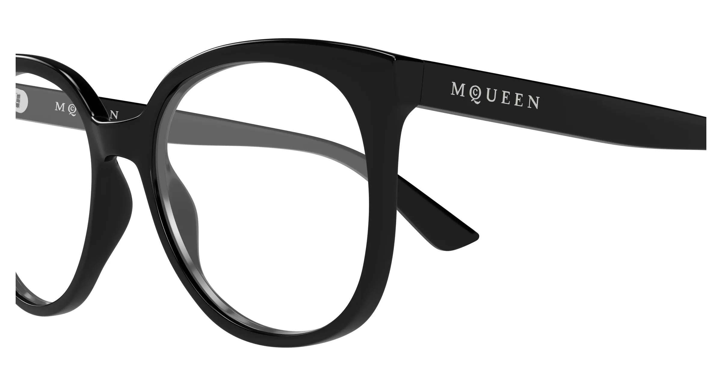 Alexander McQueen AM0540O 001 Montature da vista Acetato Nero Trasparente Cat Eye - immagine 3