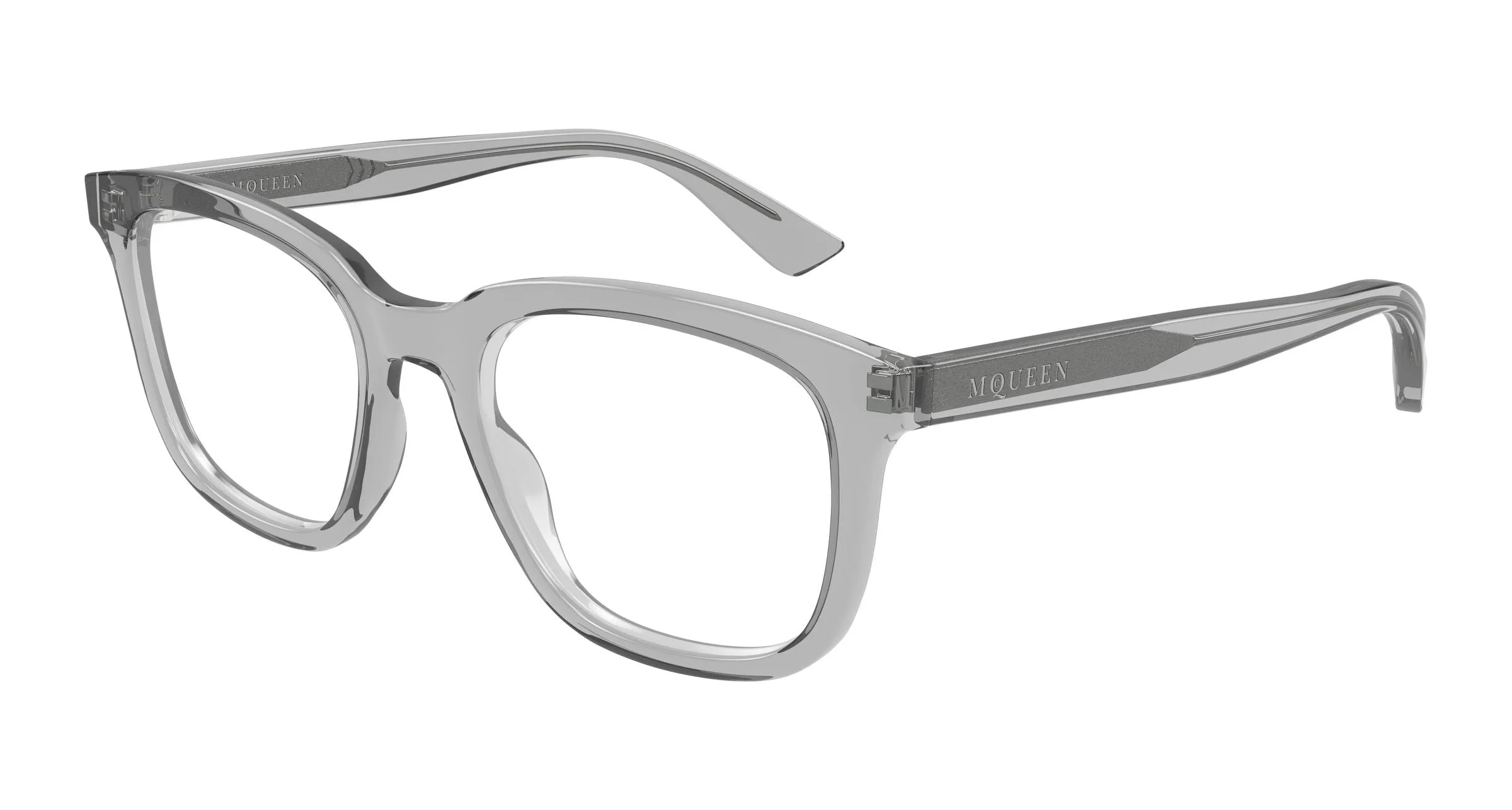 Alexander McQueen AM0539O 006 Montature da vista Acetato Grigio Trasparente Squadrata - immagine 1
