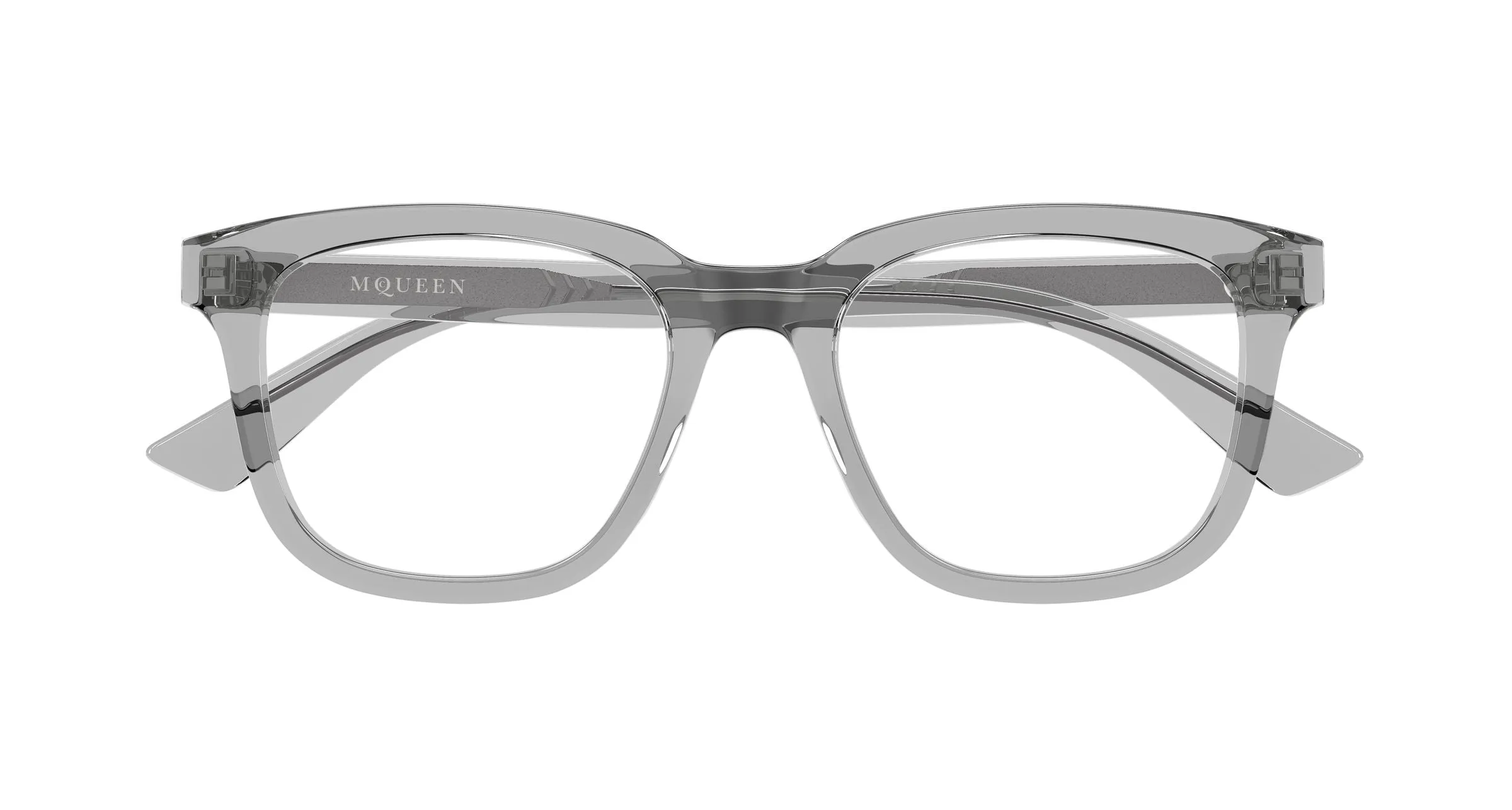 Alexander McQueen AM0539O 006 Montature da vista Acetato Grigio Trasparente Squadrata - immagine 2