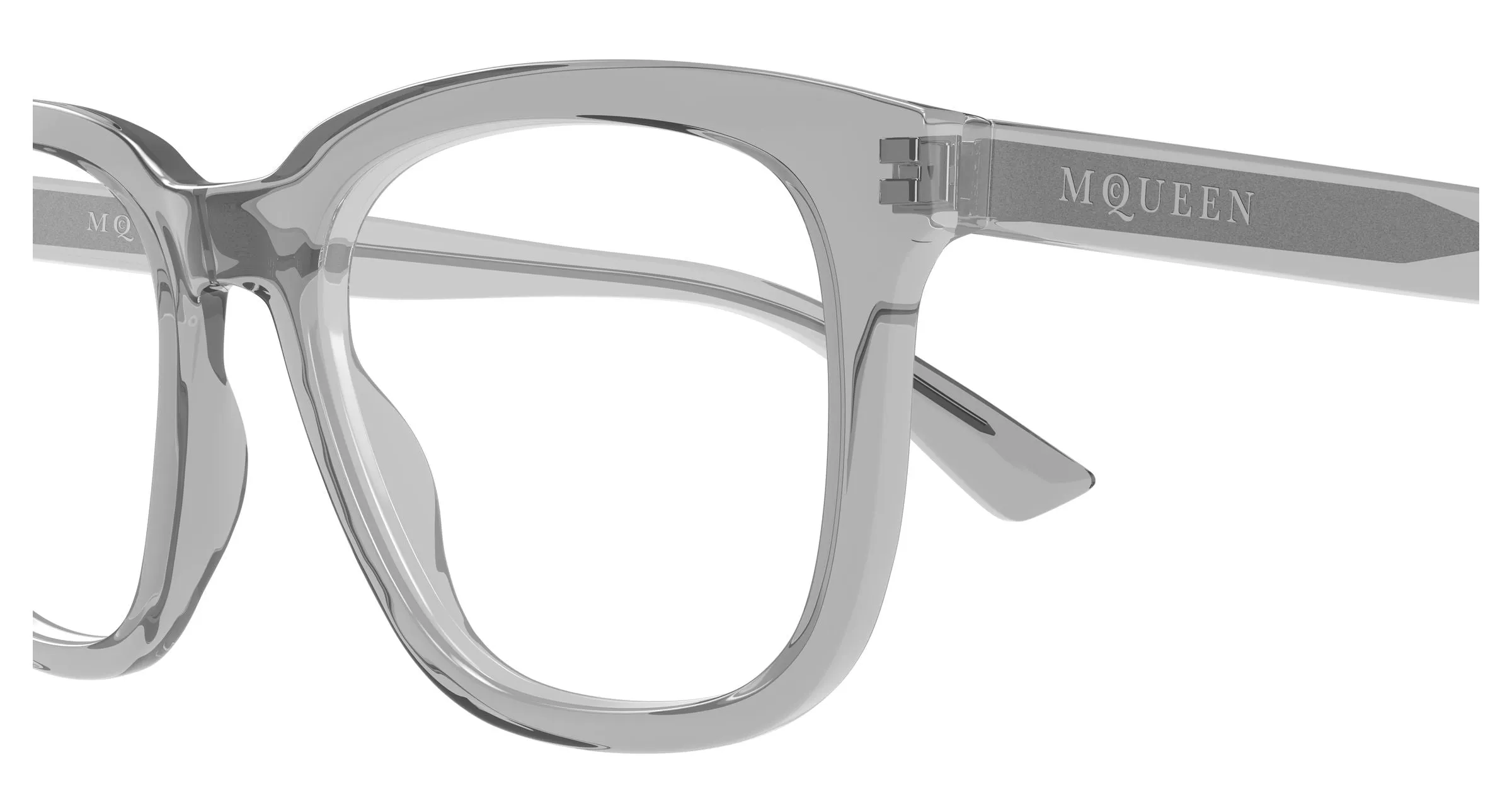 Alexander McQueen AM0539O 006 Montature da vista Acetato Grigio Trasparente Squadrata - immagine 3