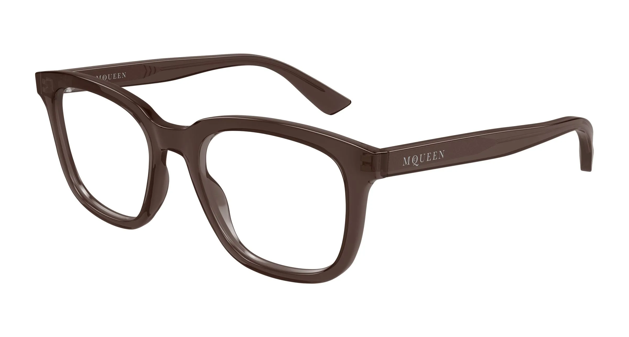 Alexander McQueen AM0539O 005 Montature da vista Acetato Marrone Trasparente Squadrata - immagine 1
