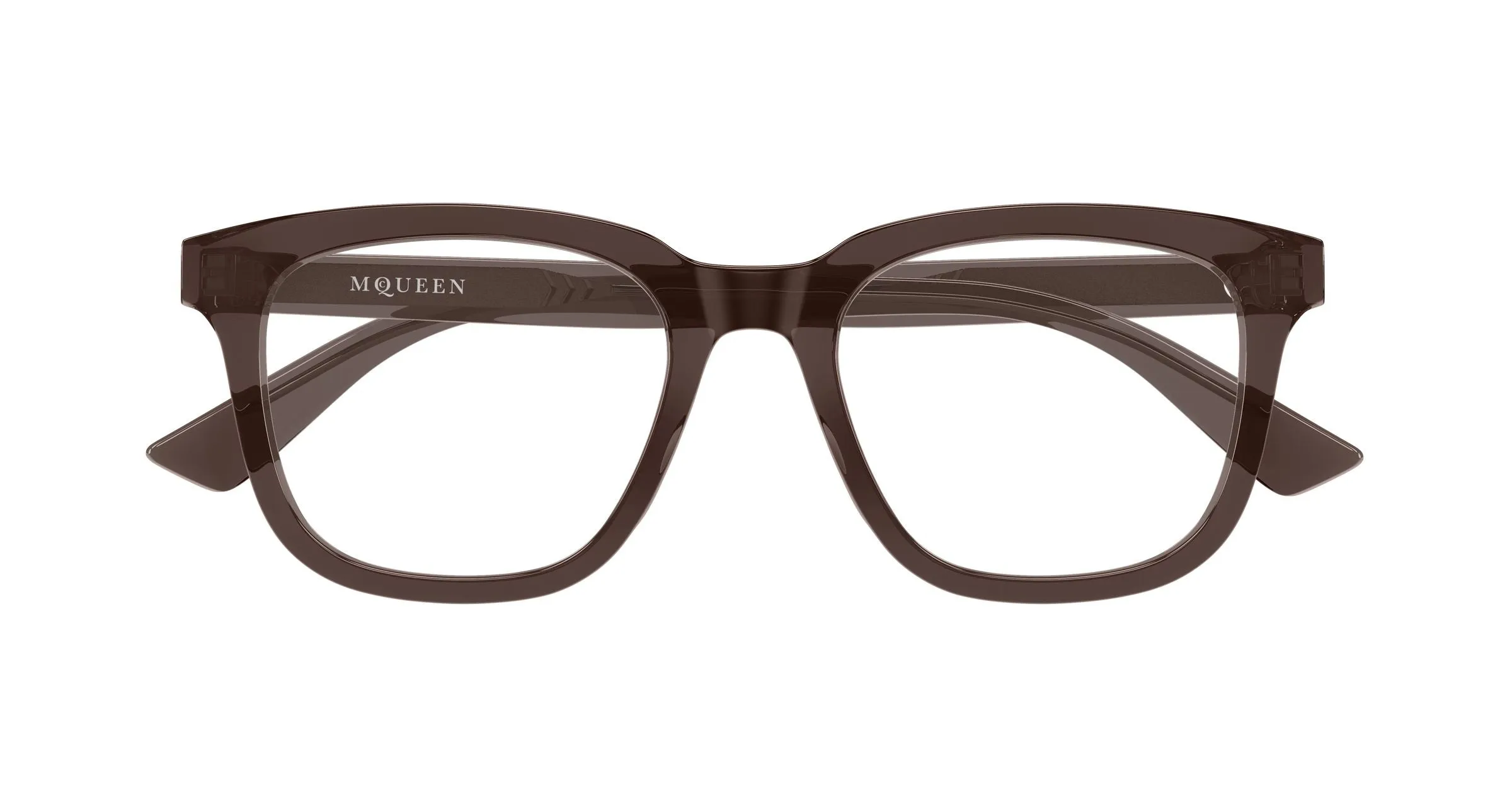 Alexander McQueen AM0539O 005 Montature da vista Acetato Marrone Trasparente Squadrata - immagine 2