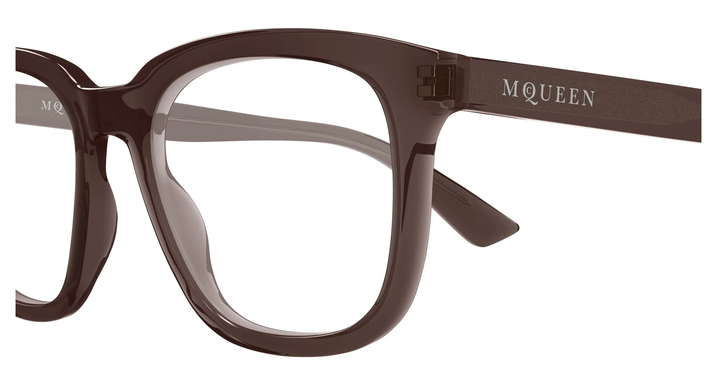 Alexander McQueen AM0539O 005 Montature da vista Acetato Marrone Trasparente Squadrata - immagine 3
