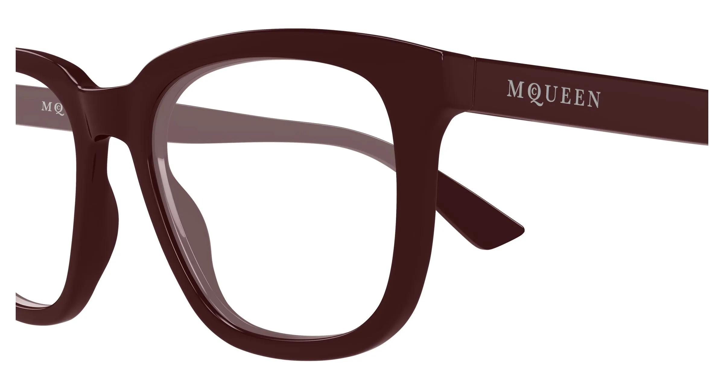 Alexander McQueen AM0539O 003 Montature da vista Acetato Rosso Trasparente Squadrata - immagine 3