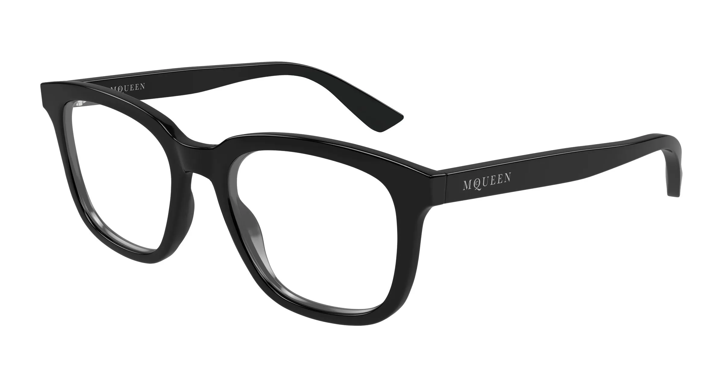 Alexander McQueen AM0539O 001 Montature da vista Acetato Nero Trasparente Squadrata - immagine 1