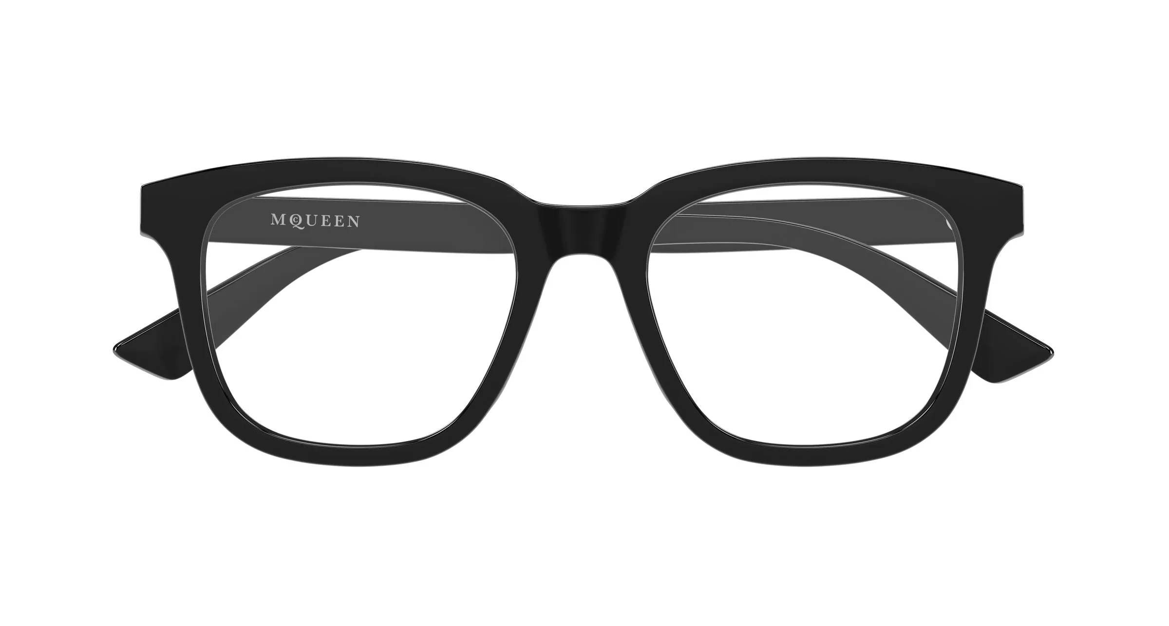 Alexander McQueen AM0539O 001 Montature da vista Acetato Nero Trasparente Squadrata - immagine 2