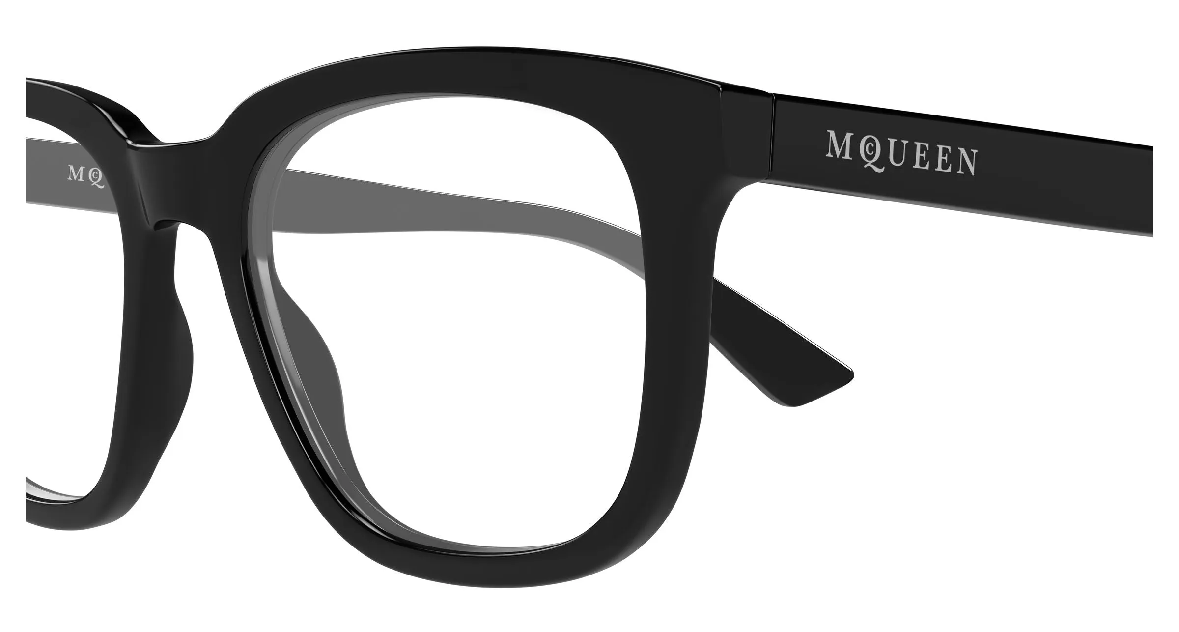 Alexander McQueen AM0539O 001 Montature da vista Acetato Nero Trasparente Squadrata - immagine 3