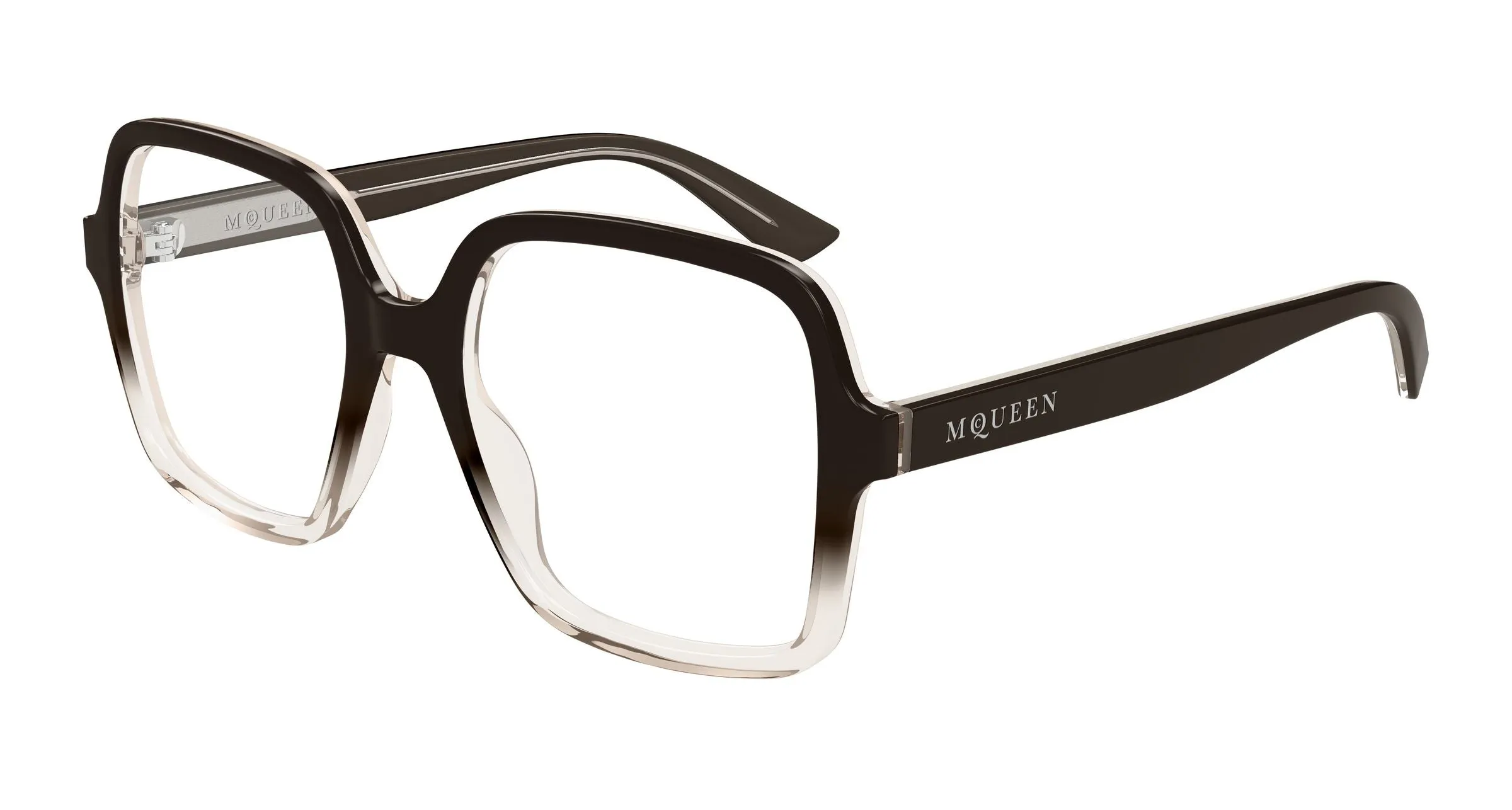 Alexander McQueen AM0538O 006 Montature da vista Acetato Marrone Trasparente Squadrata - immagine 1