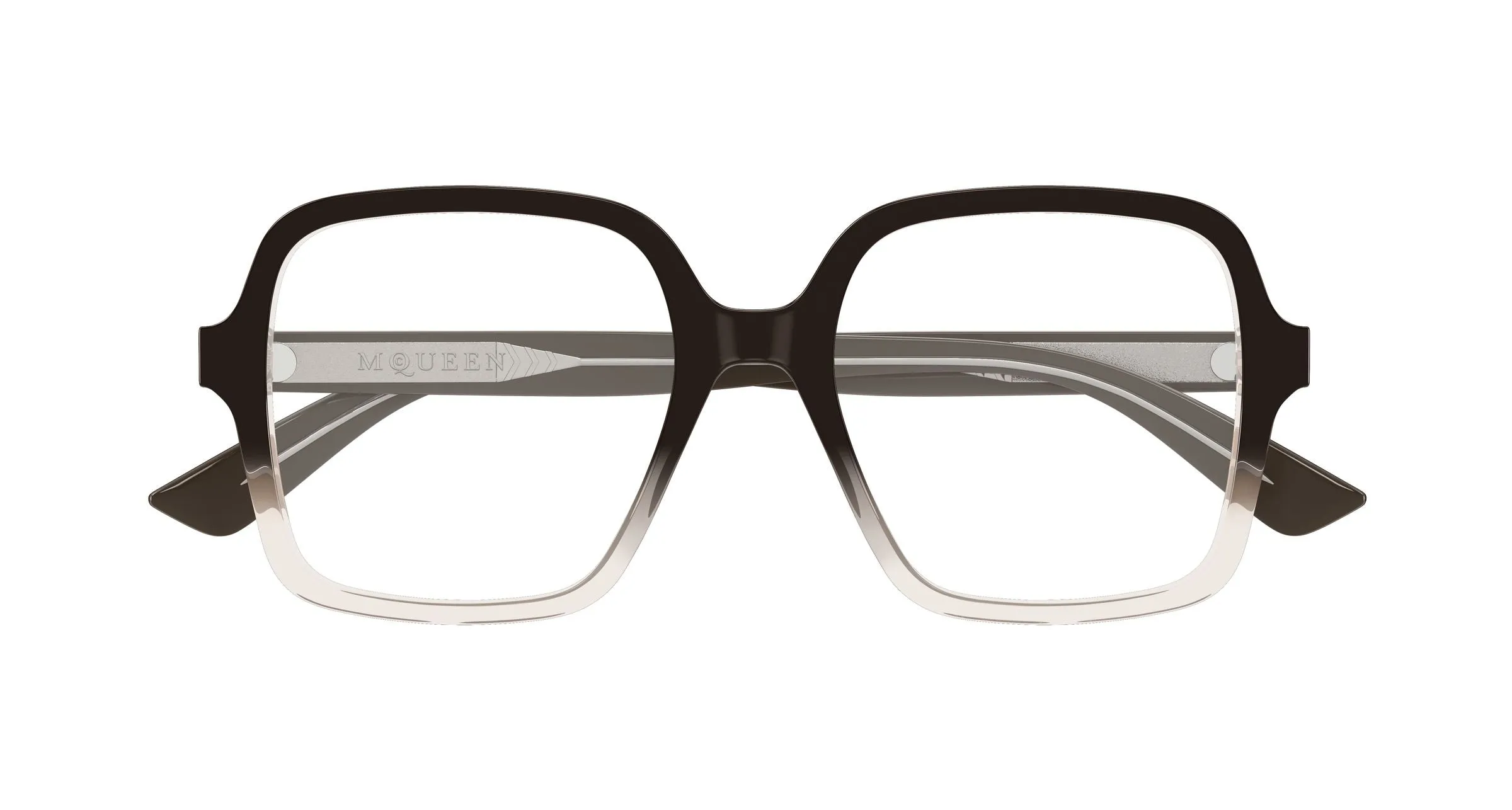 Alexander McQueen AM0538O 006 Montature da vista Acetato Marrone Trasparente Squadrata - immagine 2