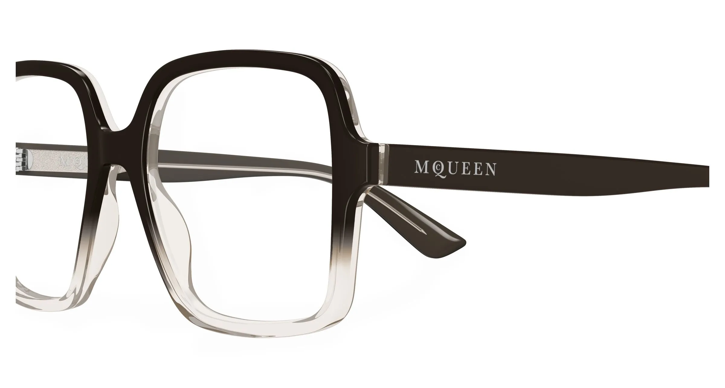 Alexander McQueen AM0538O 006 Montature da vista Acetato Marrone Trasparente Squadrata - immagine 3