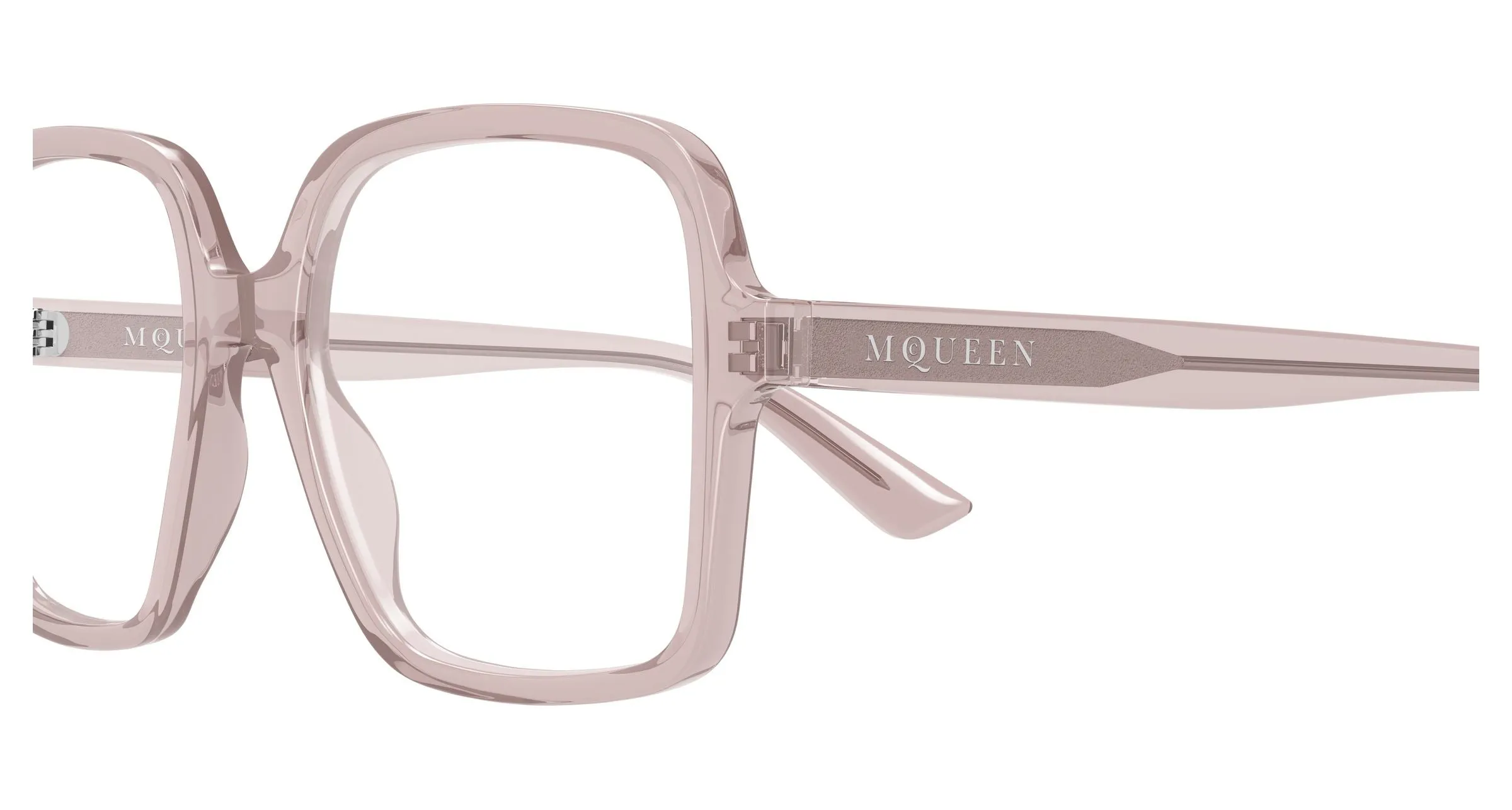 Alexander McQueen AM0538O 005 Montature da vista Acetato Rosa Trasparente Squadrata - immagine 3