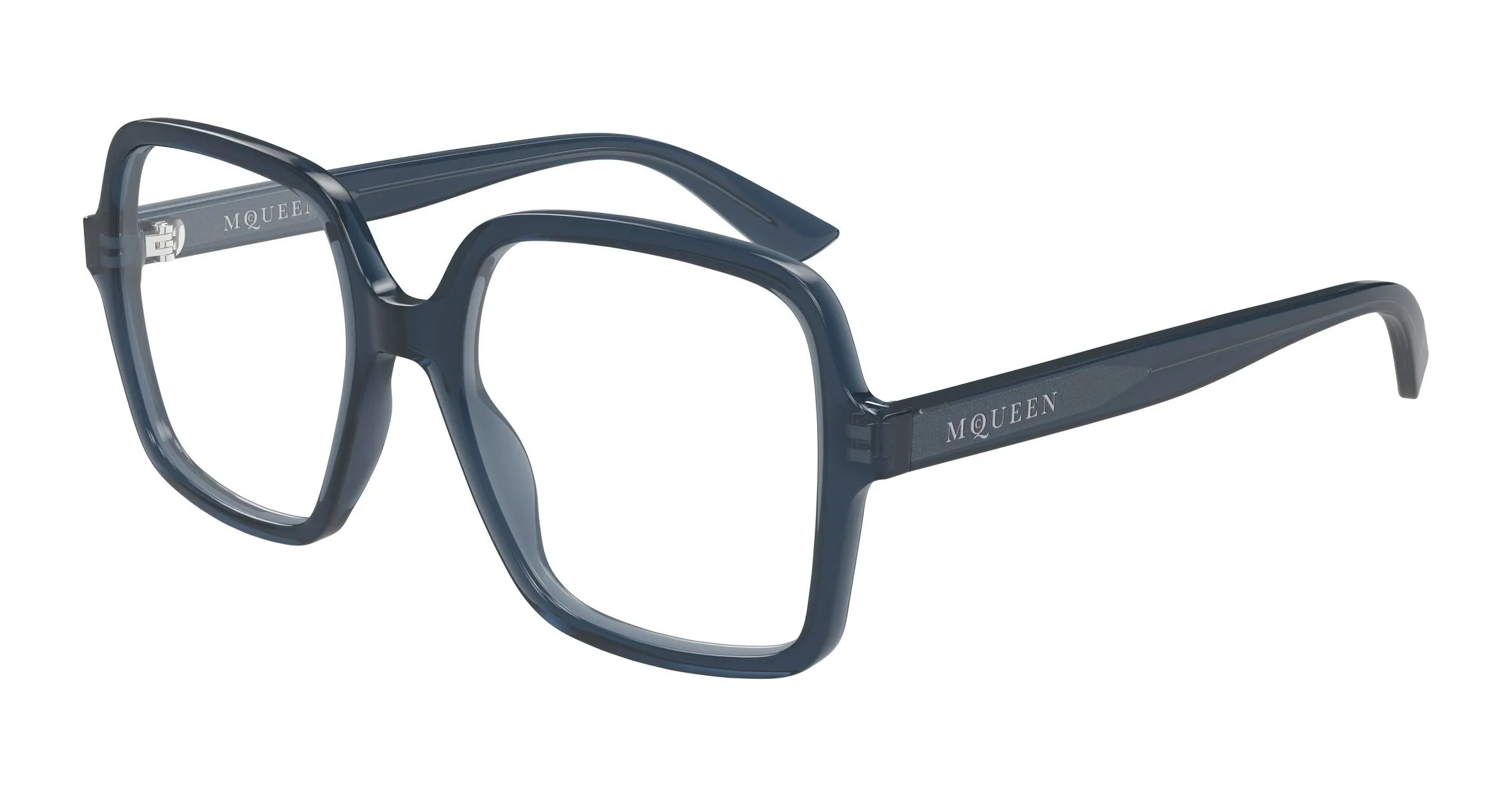 Alexander McQueen AM0538O 003 Montature da vista Acetato Grigio Trasparente Squadrata - immagine 1