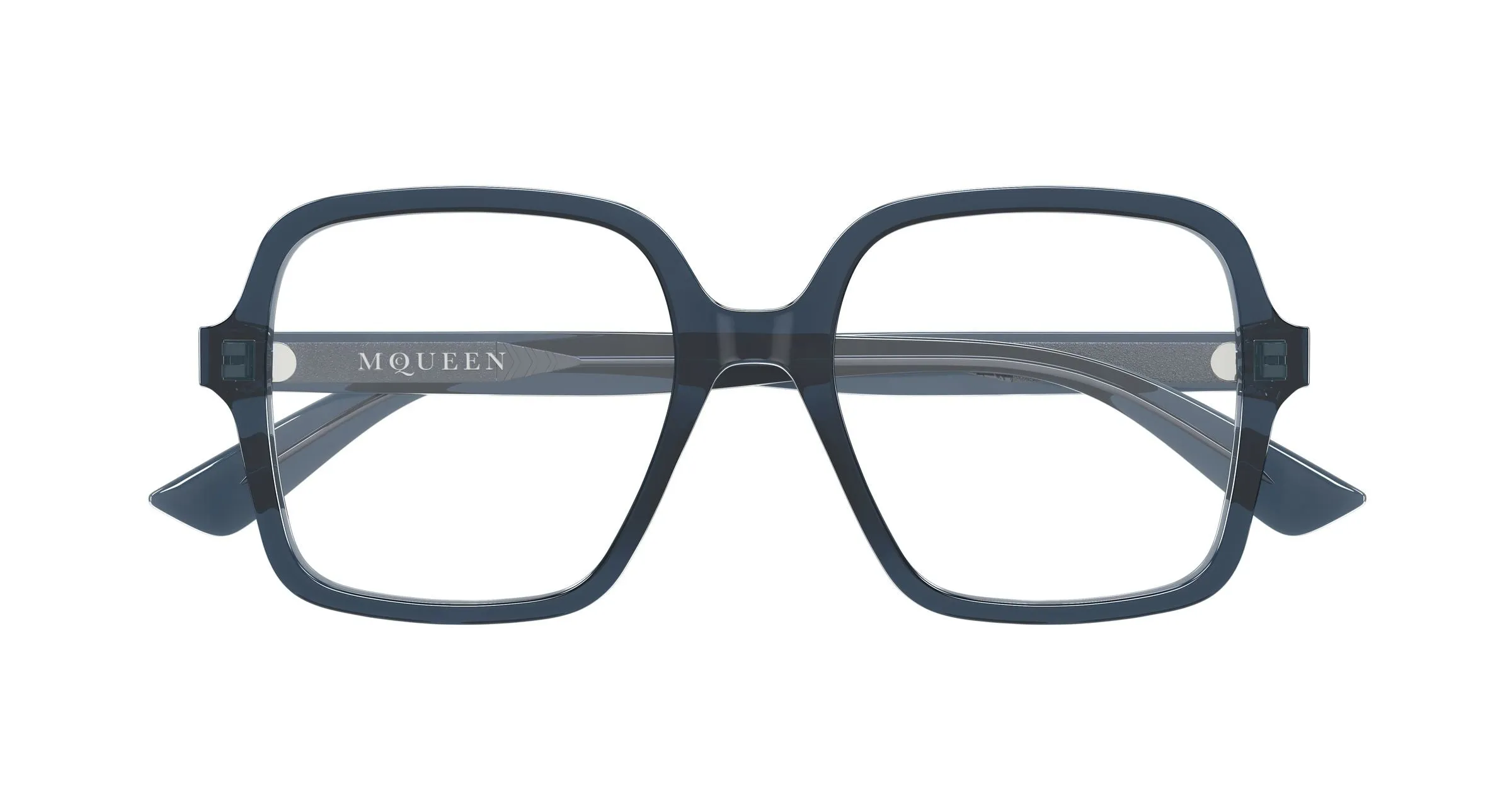 Alexander McQueen AM0538O 003 Montature da vista Acetato Grigio Trasparente Squadrata - immagine 2