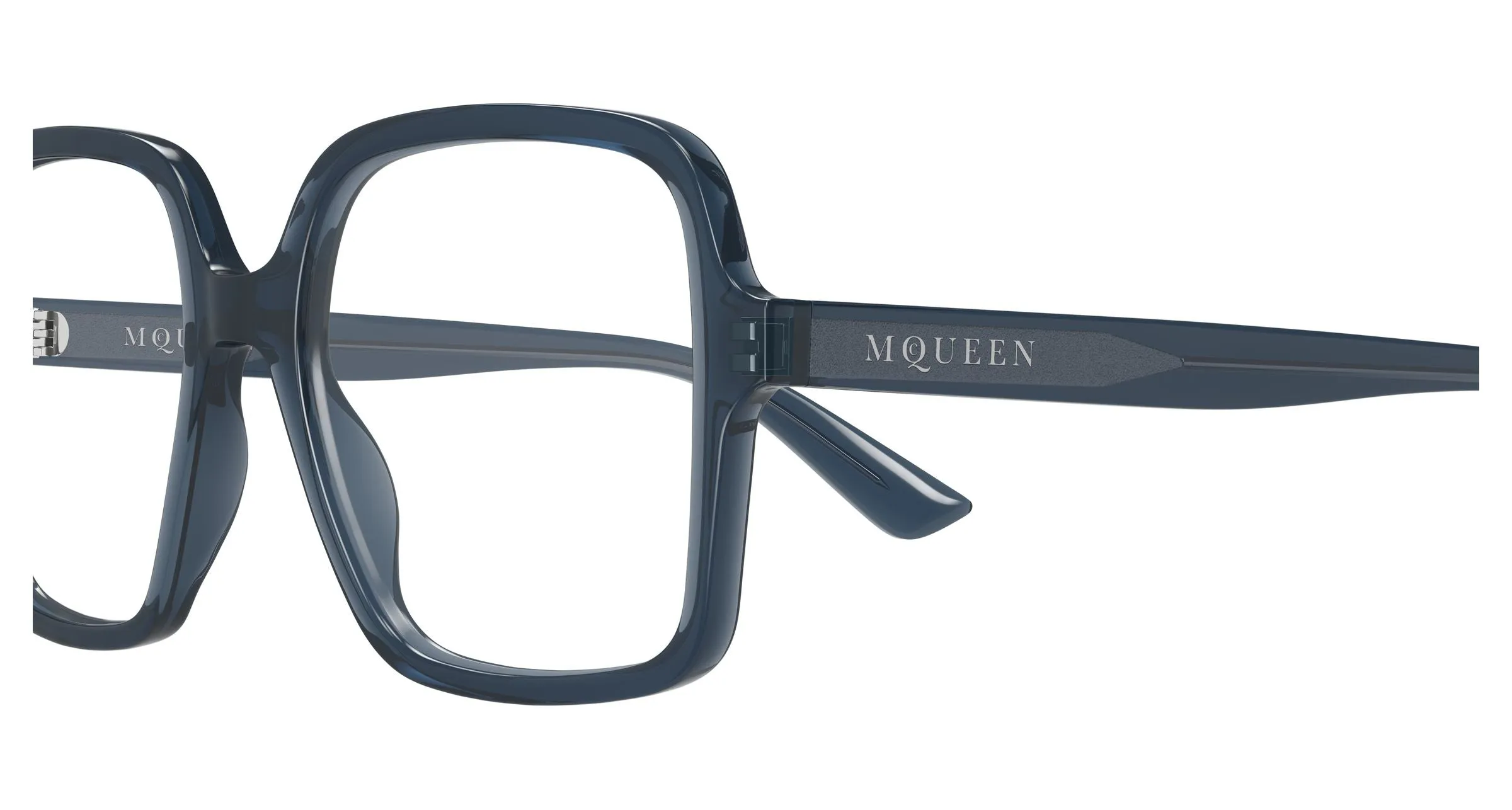 Alexander McQueen AM0538O 003 Montature da vista Acetato Grigio Trasparente Squadrata - immagine 3