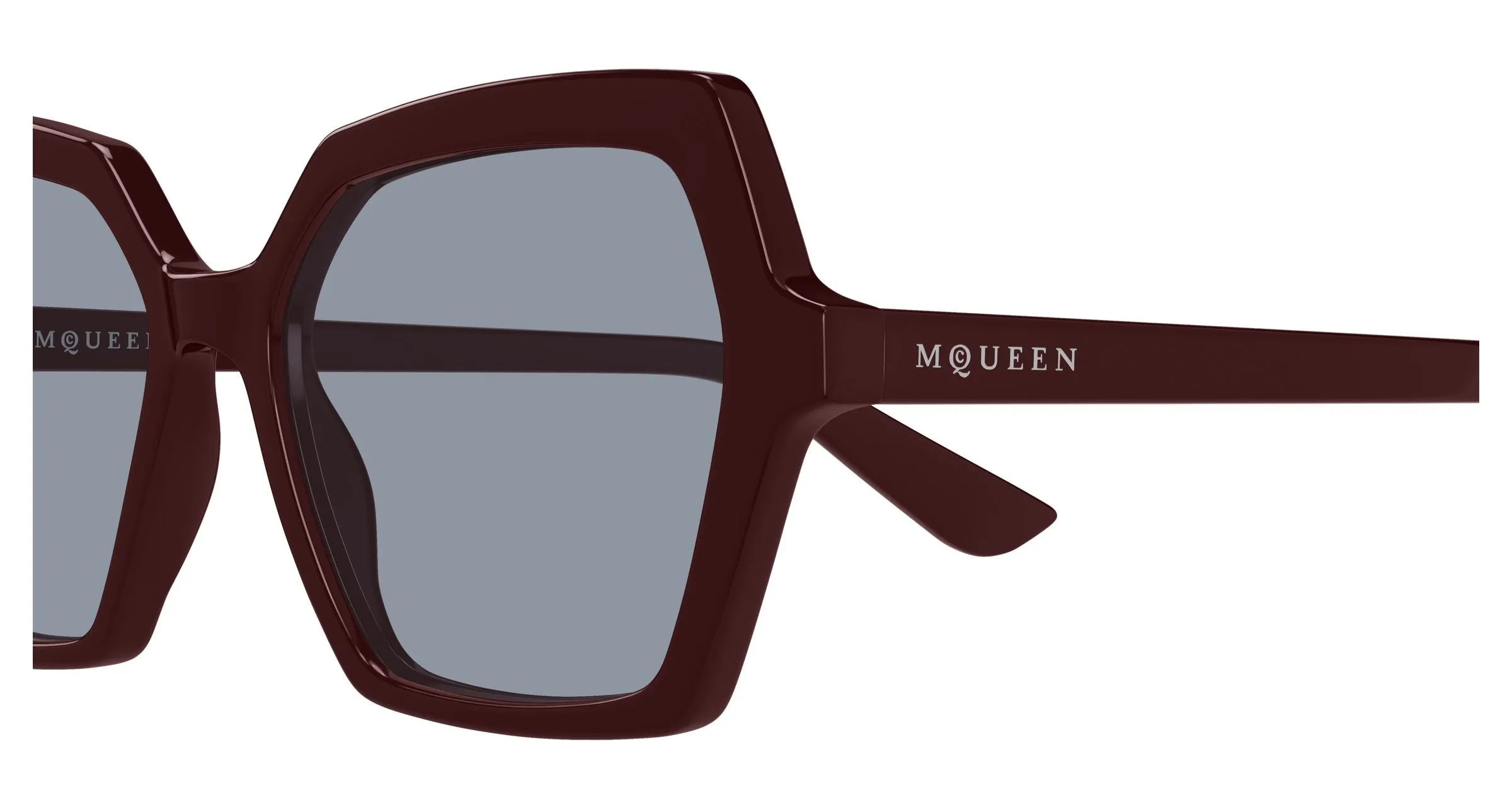 Alexander McQueen AM0537S 004 Occhiali da sole Acetato Rosso Azzurro Geometrica - immagine 3