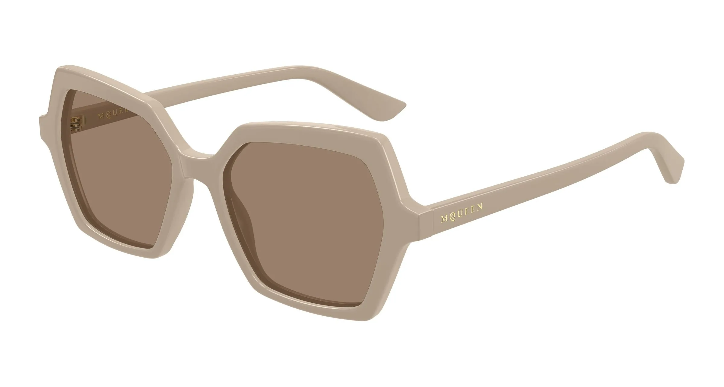 Alexander McQueen AM0537S 003 Occhiali da sole Acetato Beige Marrone Geometrica - immagine 1