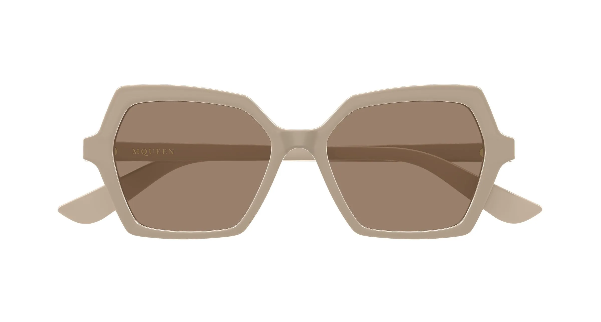 Alexander McQueen AM0537S 003 Occhiali da sole Acetato Beige Marrone Geometrica - immagine 2