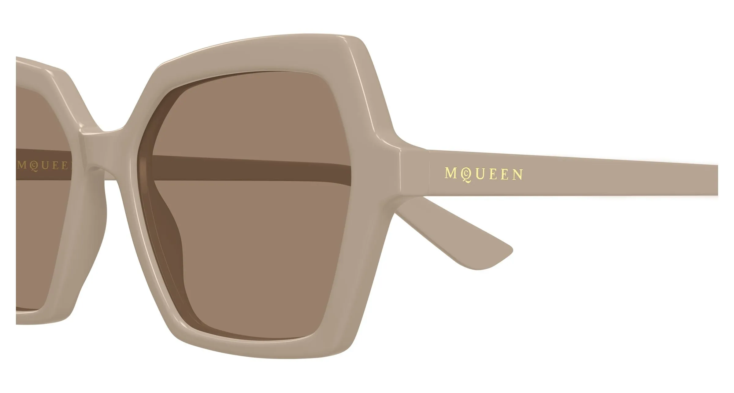 Alexander McQueen AM0537S 003 Occhiali da sole Acetato Beige Marrone Geometrica - immagine 3