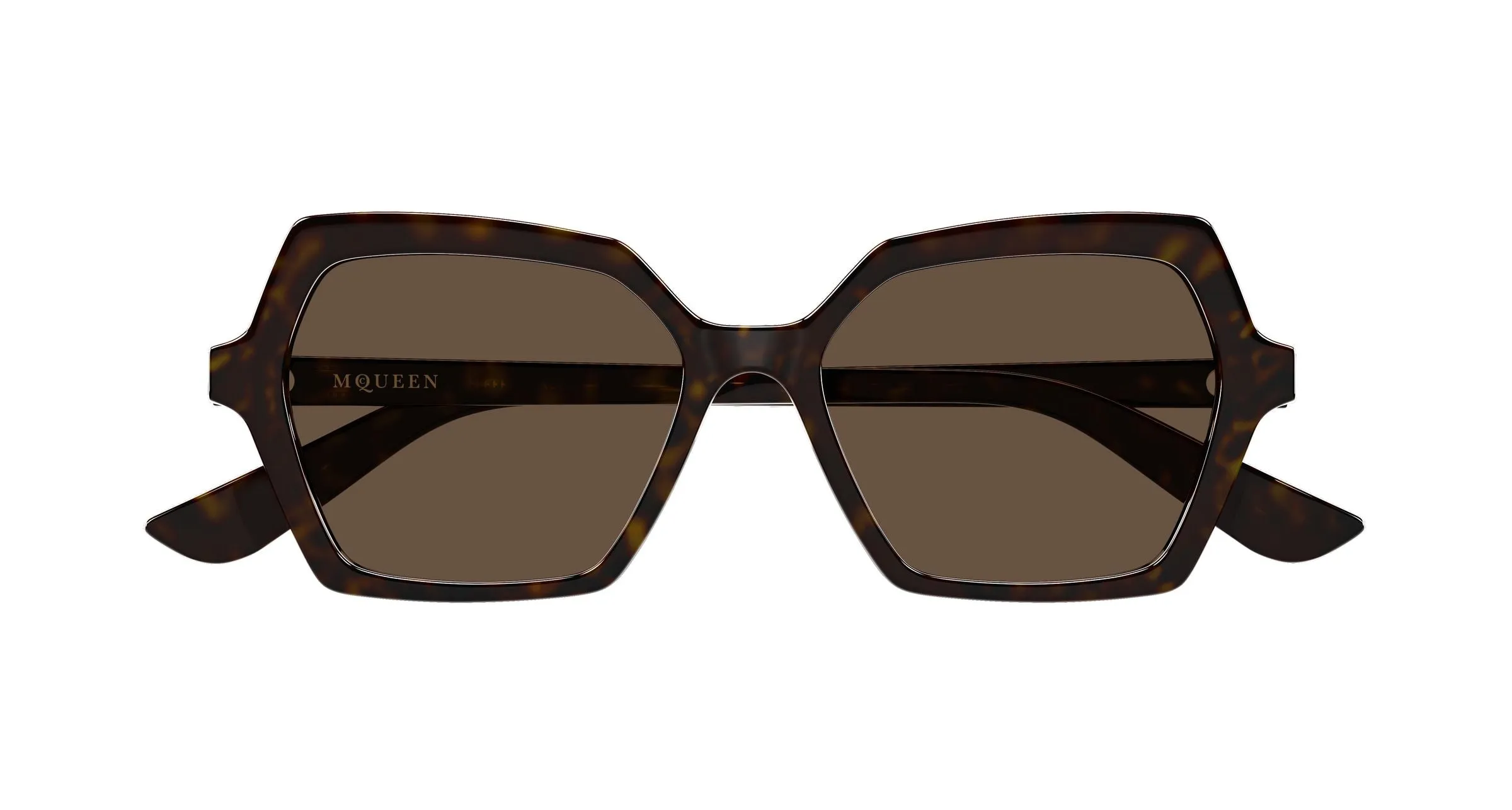 Alexander McQueen AM0537S 002 Occhiali da sole Acetato Havana Marrone Geometrica - immagine 2