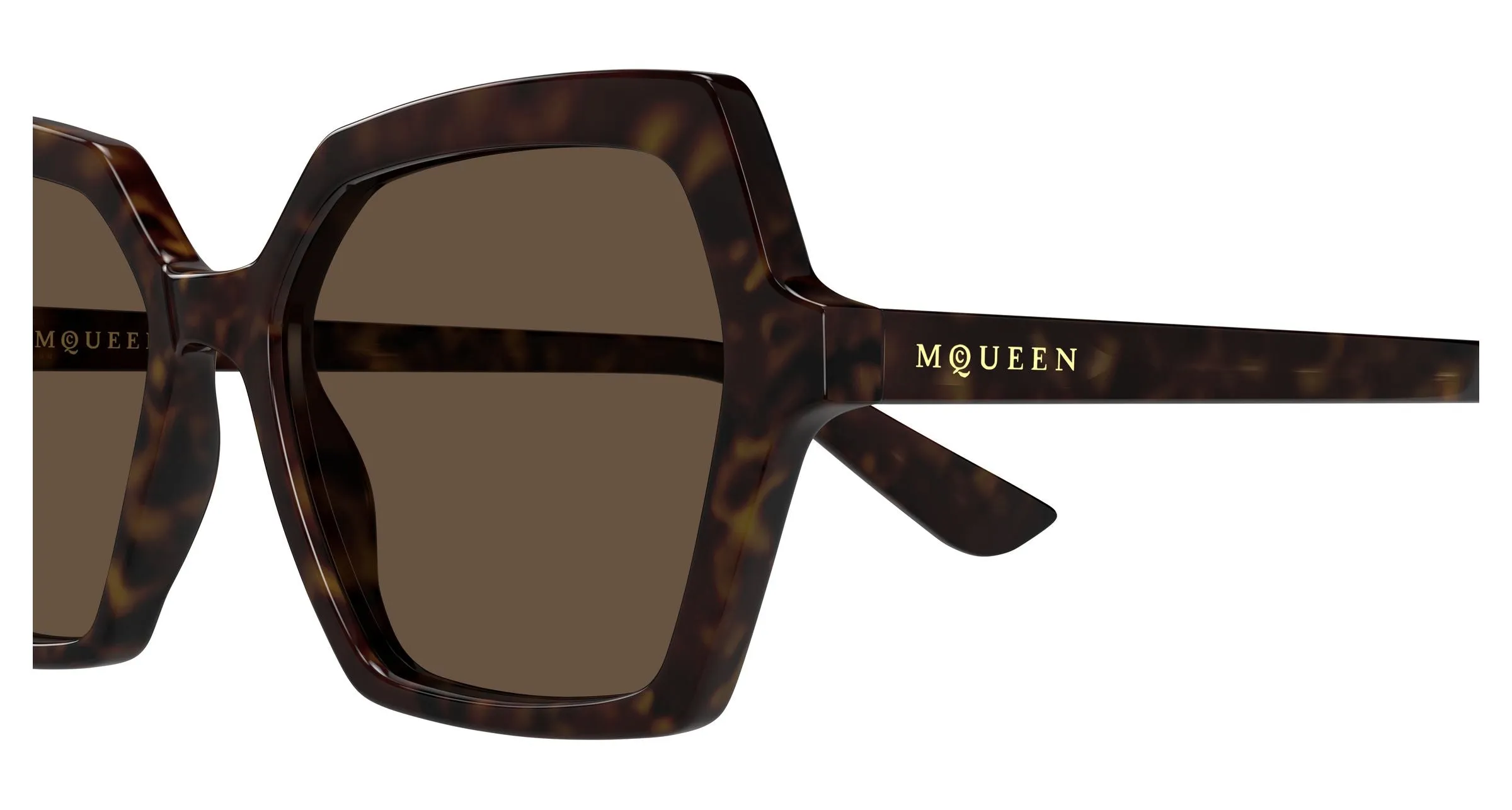 Alexander McQueen AM0537S 002 Occhiali da sole Acetato Havana Marrone Geometrica - immagine 3