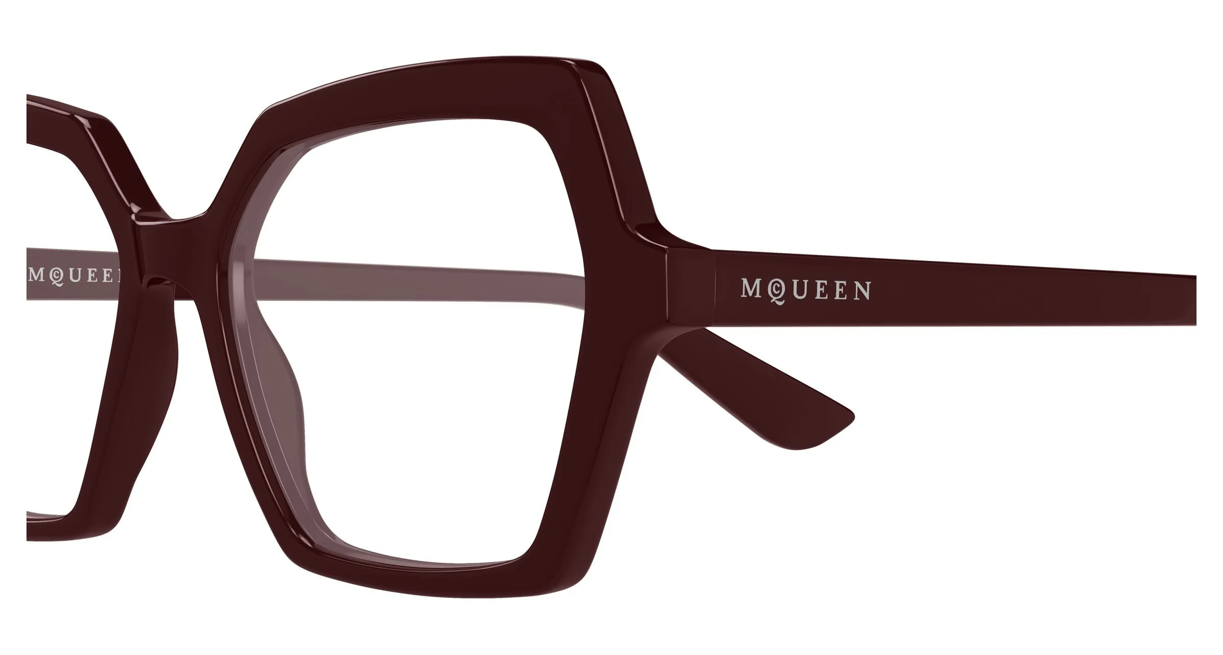 Alexander McQueen AM0537O 004 Montature da vista Acetato Rosso Trasparente Geometrica - immagine 3
