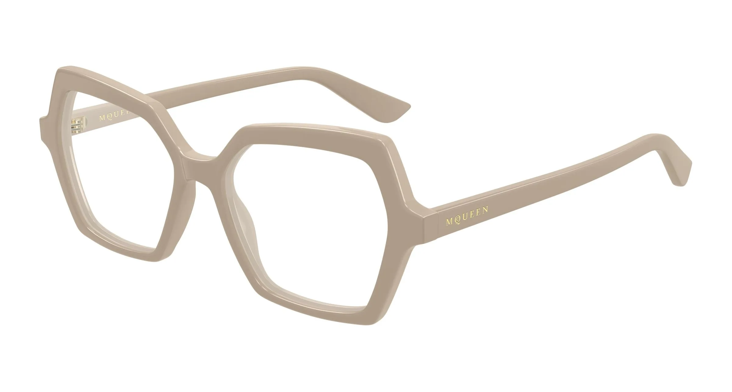 Alexander McQueen AM0537O 003 Montature da vista Acetato Beige Trasparente Geometrica - immagine 1