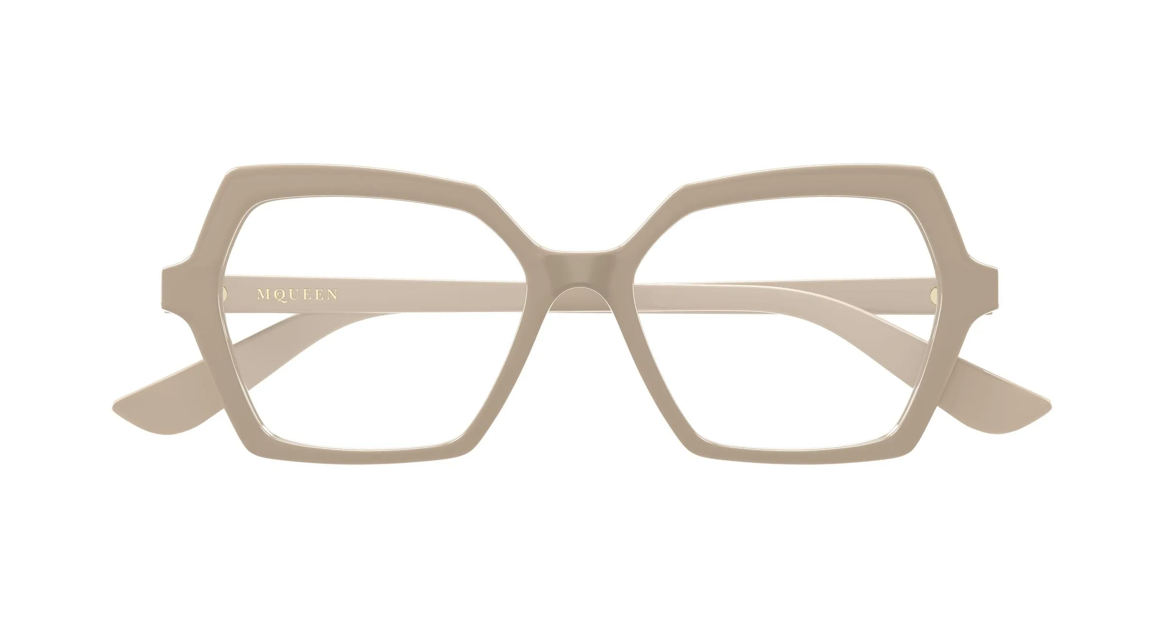 Alexander McQueen AM0537O 003 Montature da vista Acetato Beige Trasparente Geometrica - immagine 2