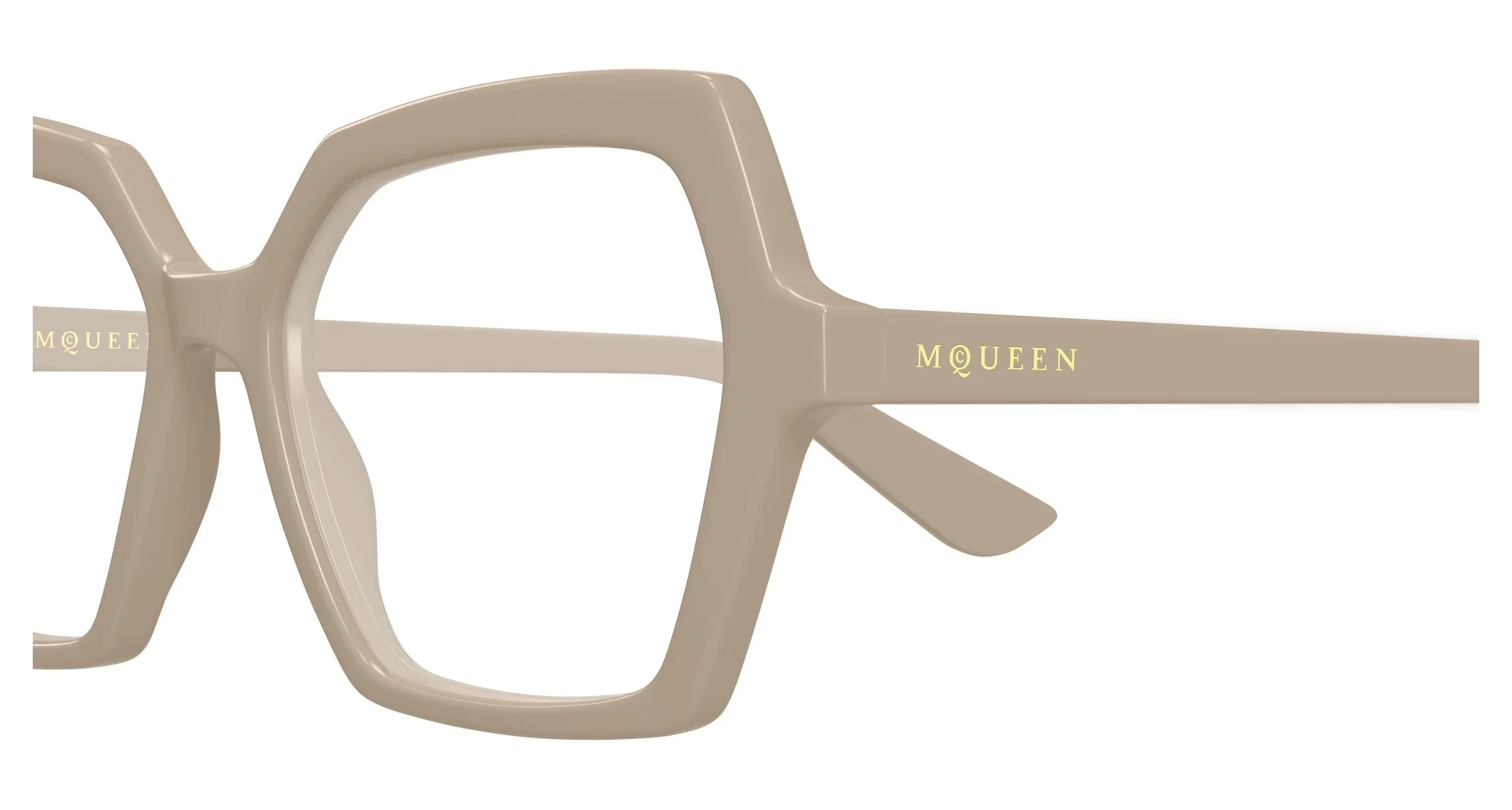 Alexander McQueen AM0537O 003 Montature da vista Acetato Beige Trasparente Geometrica - immagine 3