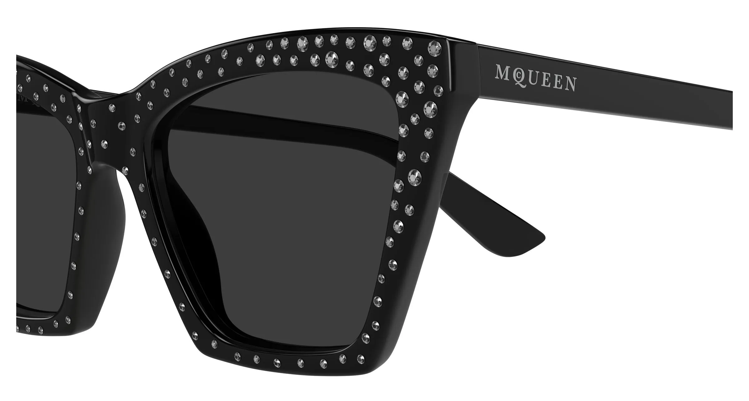 Alexander McQueen AM0536S 005 Occhiali da sole Acetato Nero Grigio Cat Eye - immagine 3