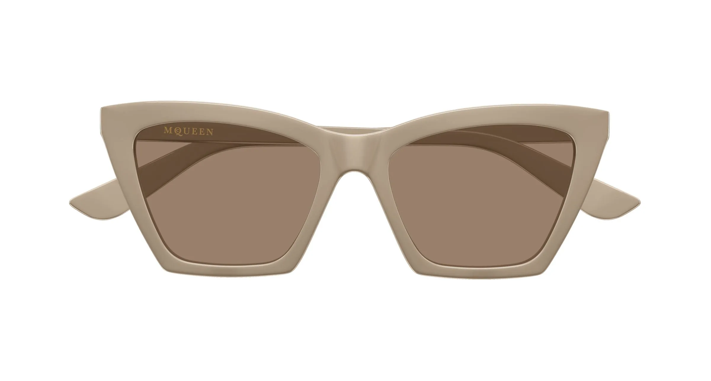 Alexander McQueen AM0536S 003 Occhiali da sole Acetato Beige Marrone Cat Eye - immagine 2