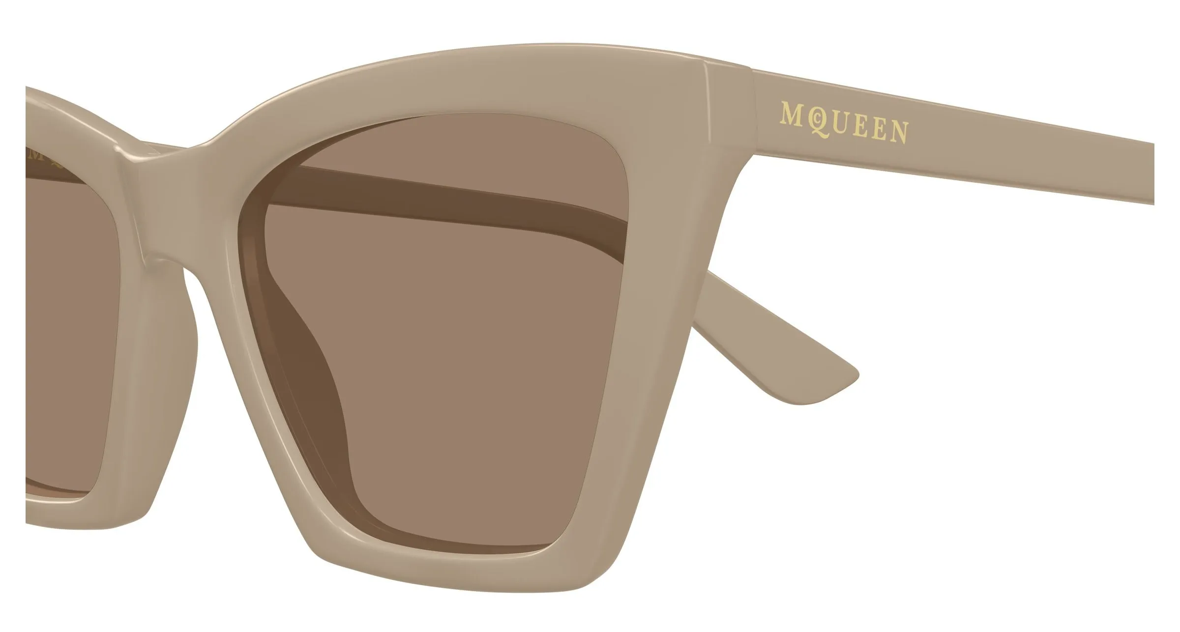 Alexander McQueen AM0536S 003 Occhiali da sole Acetato Beige Marrone Cat Eye - immagine 3