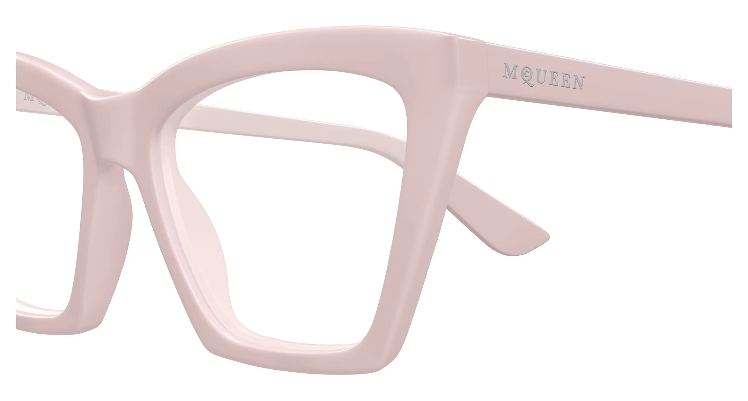 Alexander McQueen AM0536O 004 Montature da vista Acetato Rosa Trasparente Cat Eye - immagine 3