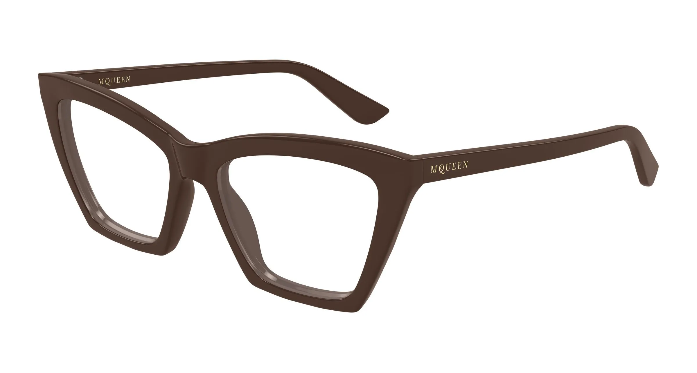 Alexander McQueen AM0536O 003 Montature da vista Acetato Marrone Trasparente Cat Eye - immagine 1