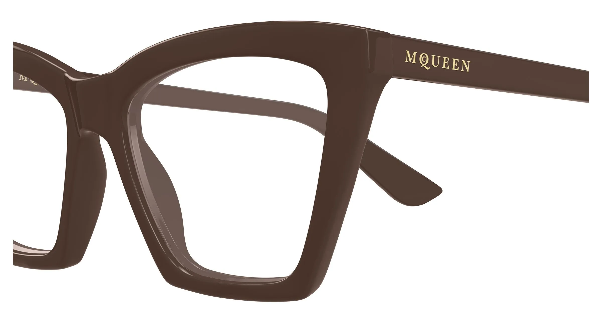 Alexander McQueen AM0536O 003 Montature da vista Acetato Marrone Trasparente Cat Eye - immagine 3